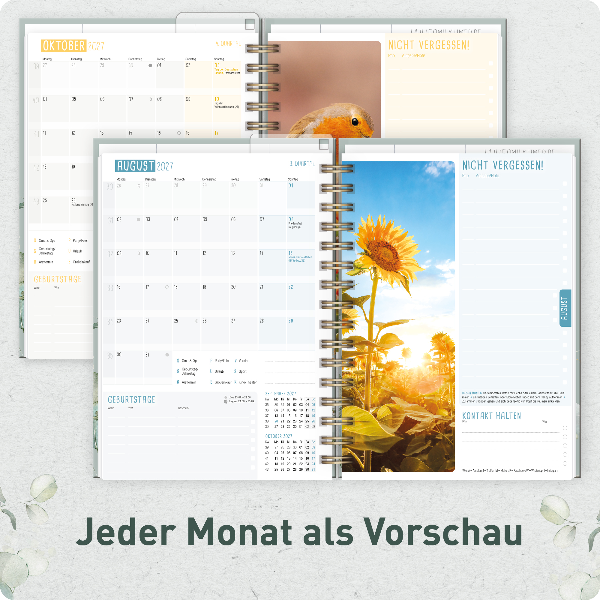 Artikelbild 5 des Artikels “Family-Timer A5 2026 2027 [Minty Leaves] “