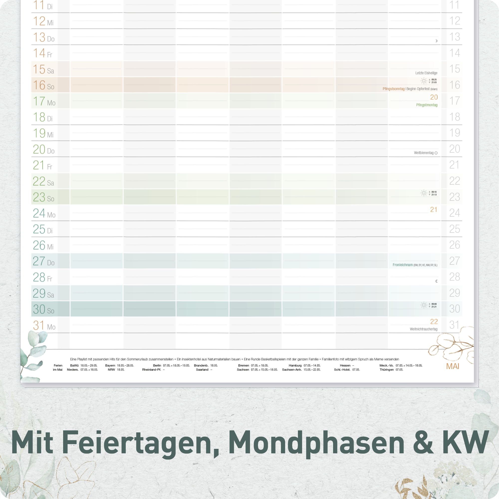 Artikelbild 5 des Artikels “Familienplaner XXL 2026/2027 Wandkalender mit 7 Spalten [Blattgold] “