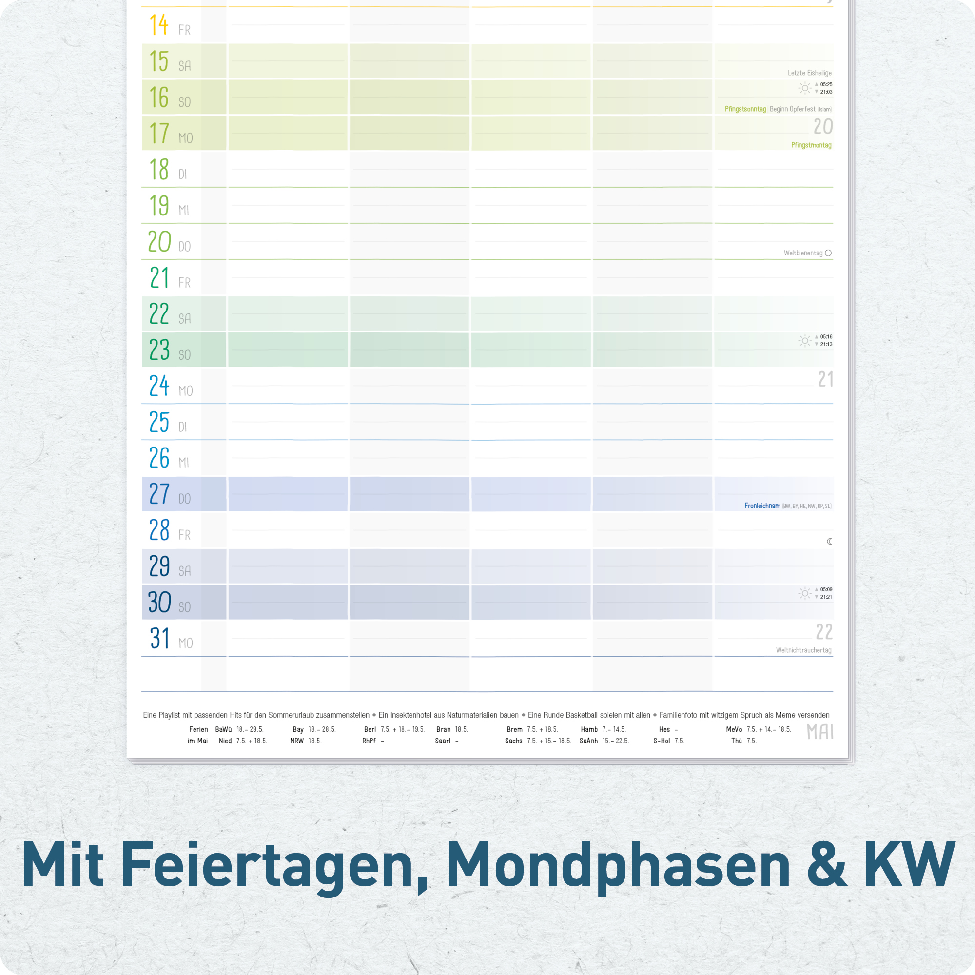 Artikelbild 5 des Artikels “Familienplaner 2026/2027 Wandkalender mit 5 Spalten [Rainbow] “
