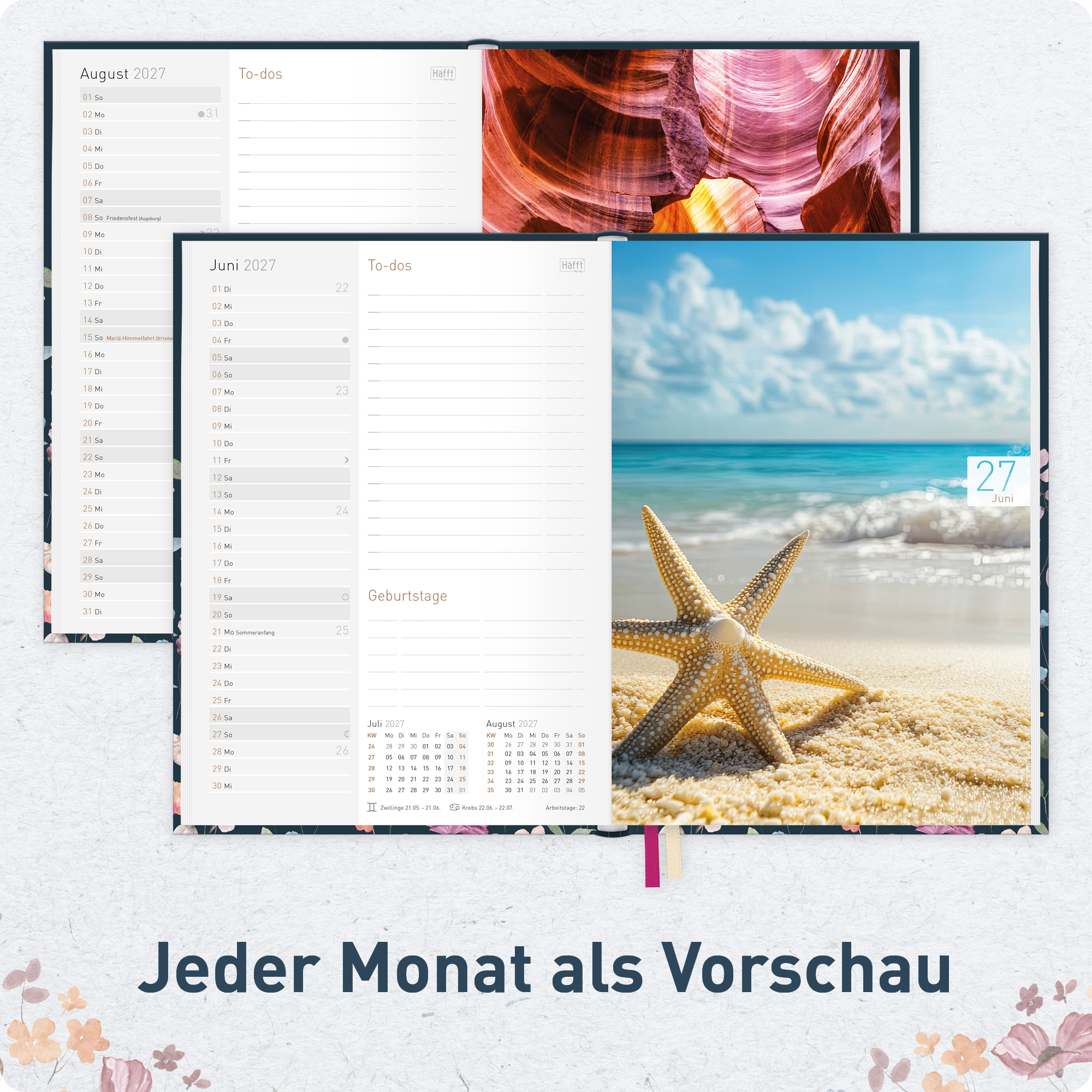 Artikelbild 5 des Artikels “Chäff-Timer A5 2026/2027 [Flower Inspiration blue] “