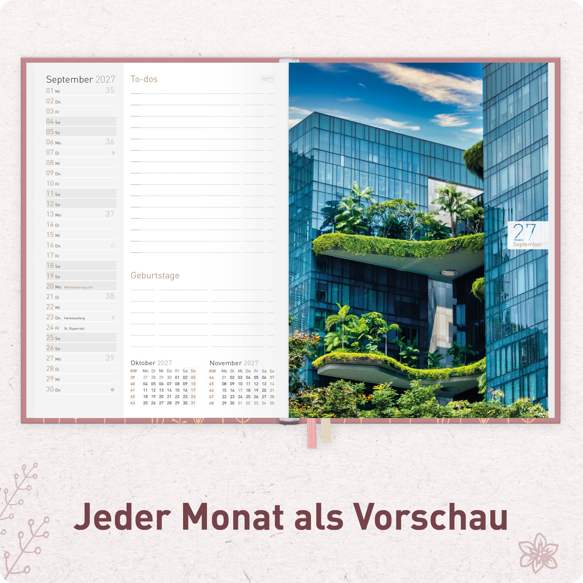 Artikelbild 5 des Artikels “Chäff-Timer Mini A6+ 2026/2027 [Fine Flowers rosé] “