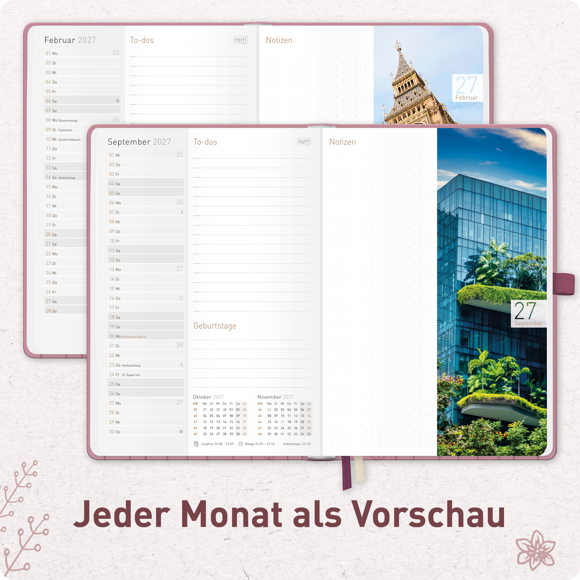 Artikelbild 5 des Artikels “Chäff-Timer Premium A5 2026/2027 [Fine Flowers Rosé] “