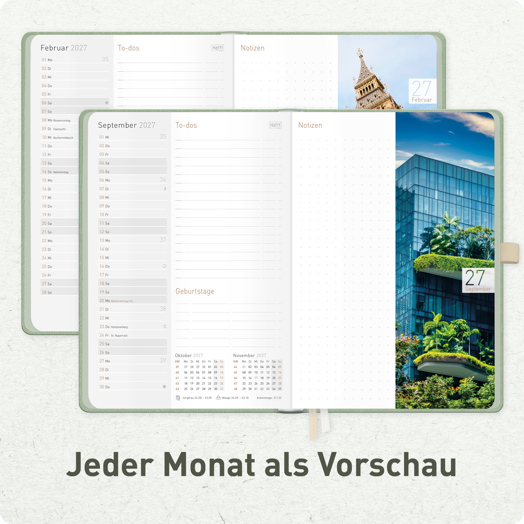 Artikelbild 5 des Artikels “Chäff-Timer Deluxe A5 Kalender 2026/2027 [Salbei] “