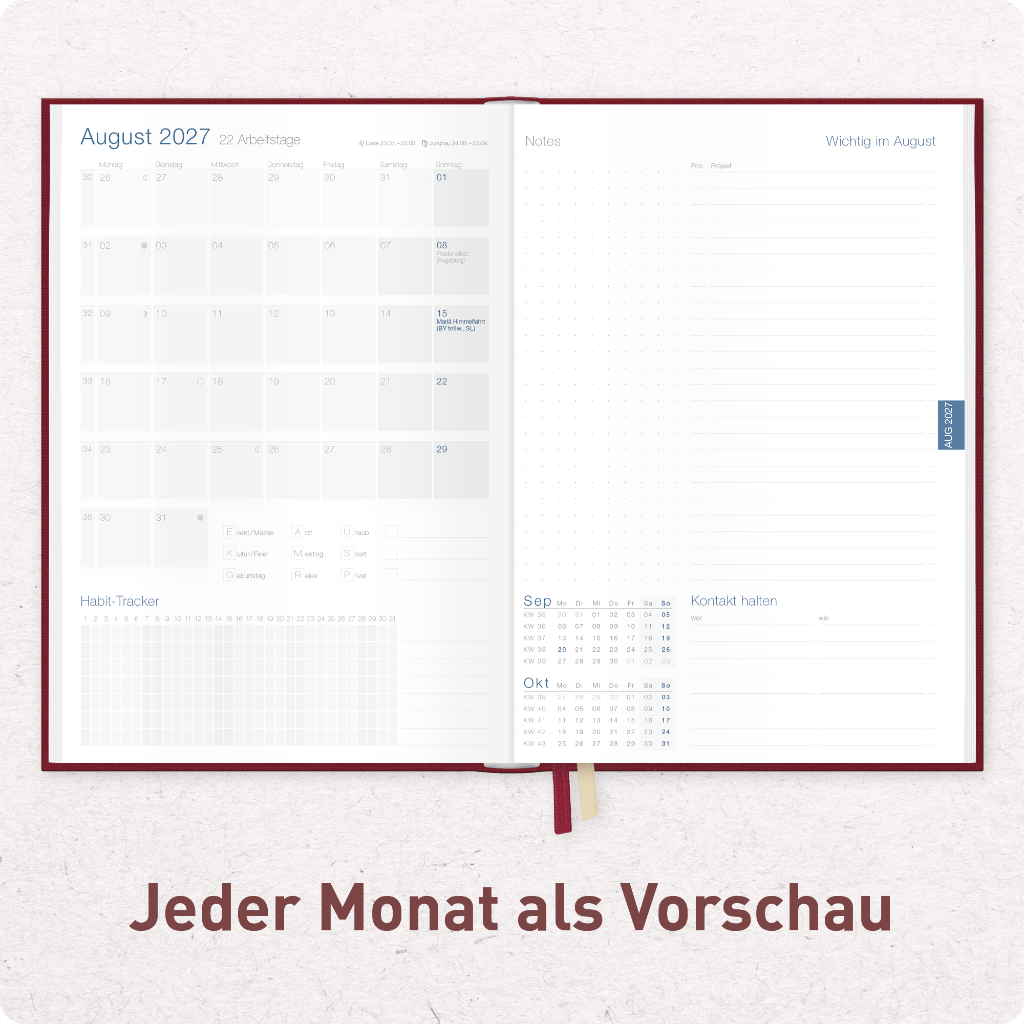 Artikelbild 5 des Artikels “Business-Timer A5 2026/2027 [Rubinrot] “