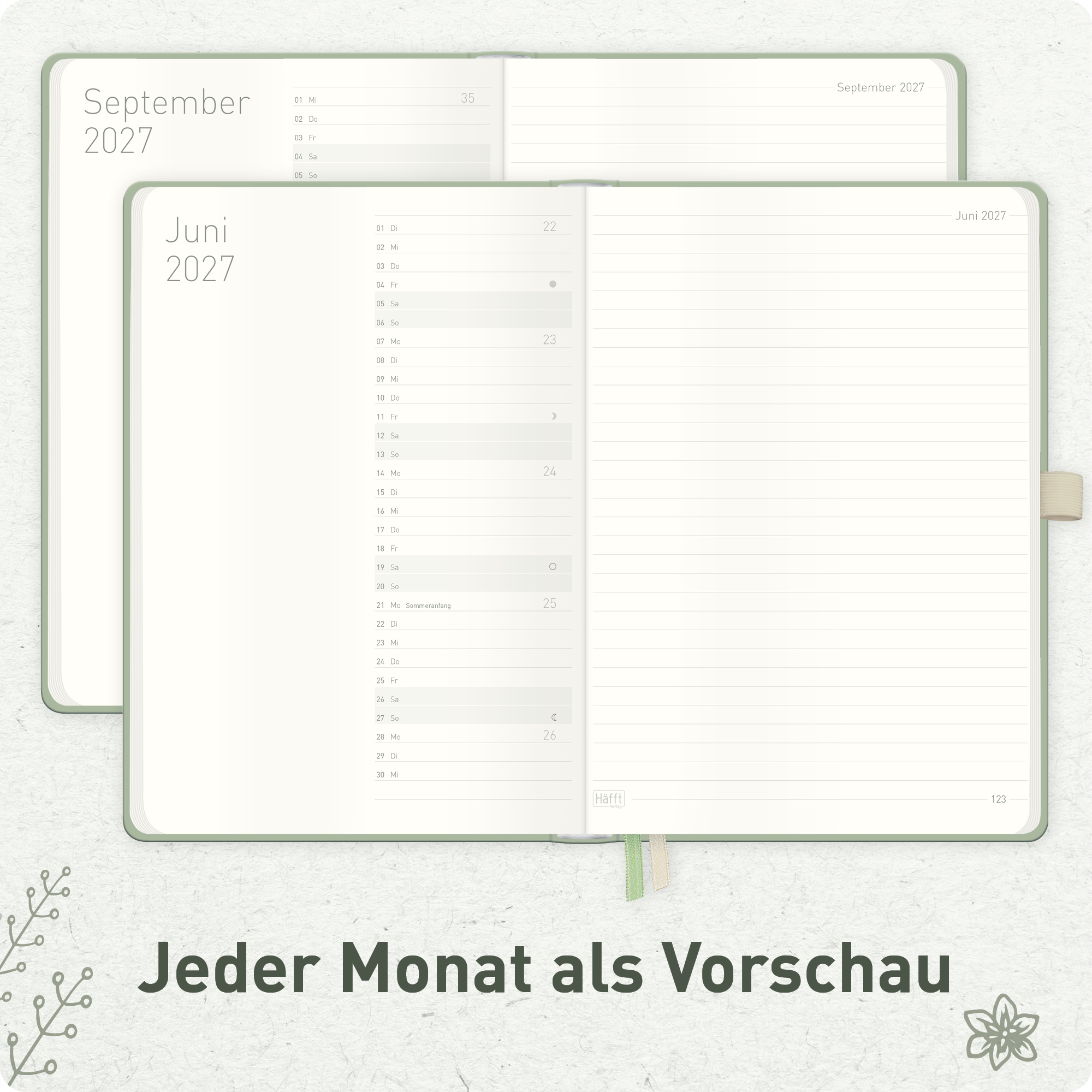 Artikelbild 5 des Artikels “Wochen-Notiz-Kalender 2026/2027 A5 [Fine Flowers salbei] “