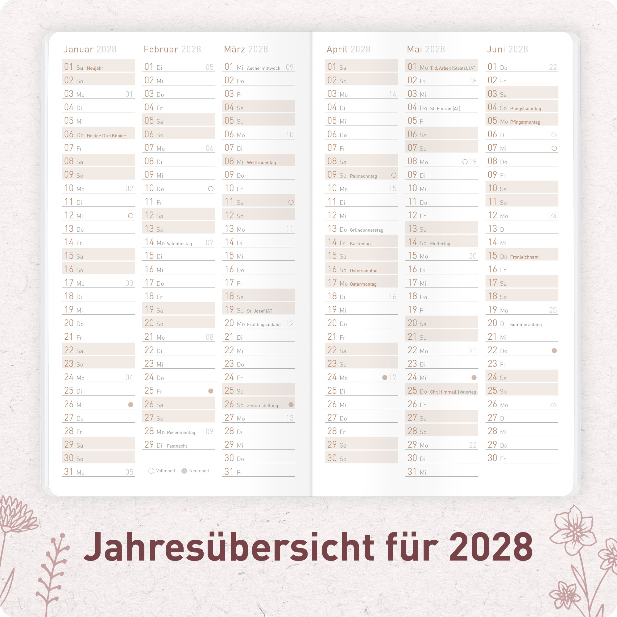 Artikelbild 5 des Artikels “Monatskalender Pocket Slim A6+ 2027 [Fine Flowers rosé] “