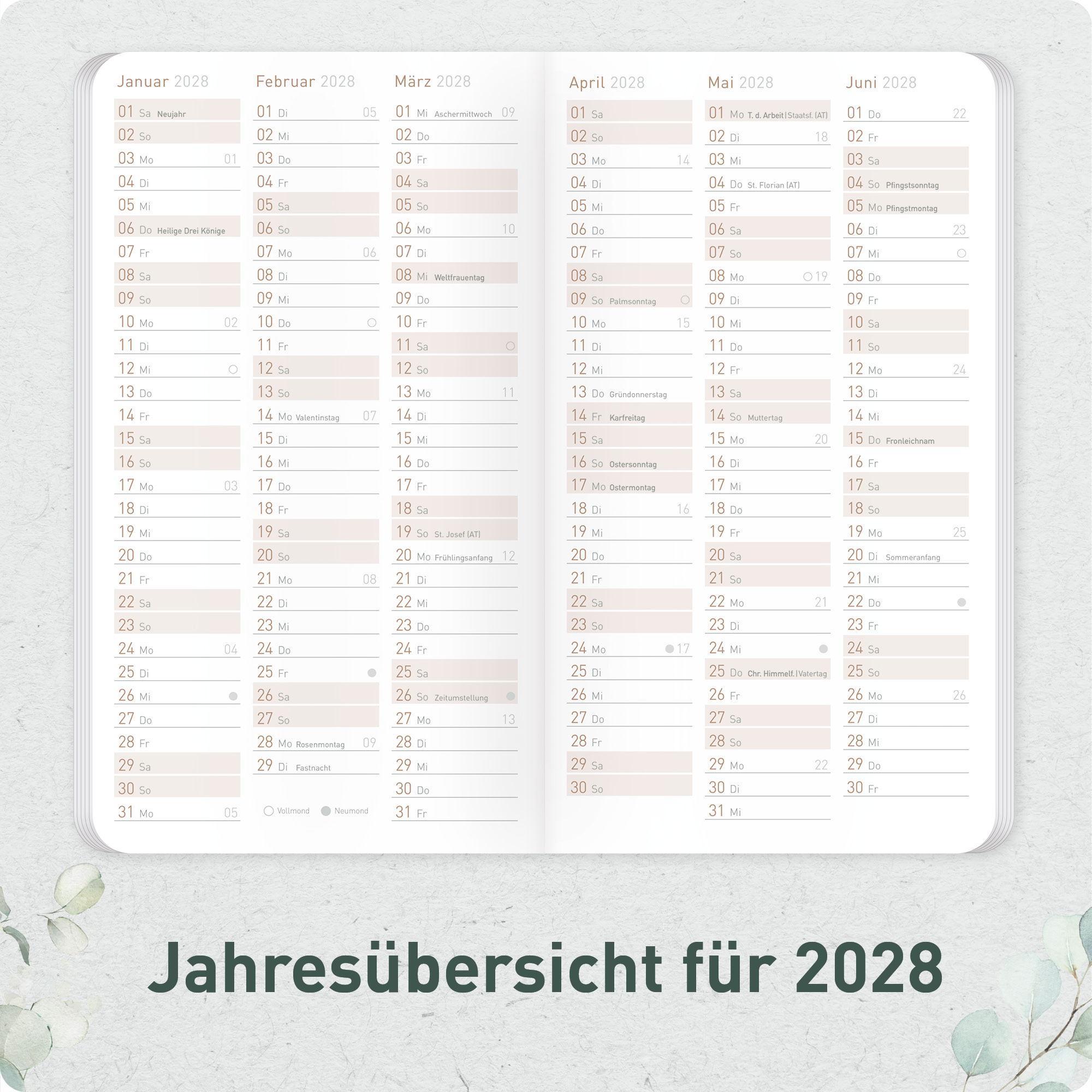 Artikelbild 5 des Artikels “Monatskalender Square A6+ 2027 [Minty Leaves] “