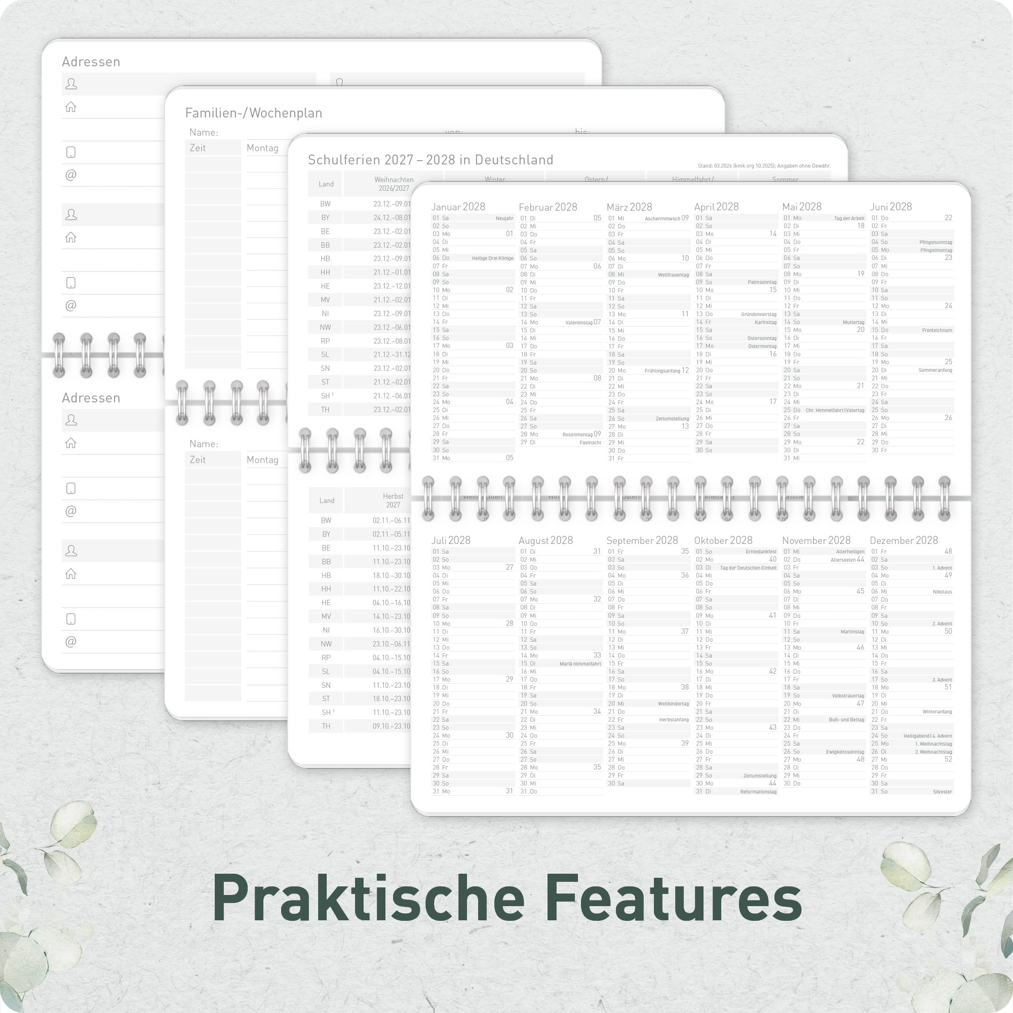 Artikelbild 5 des Artikels “Wochen-Tischkalender Pocket 2027 [Minty Leaves] “