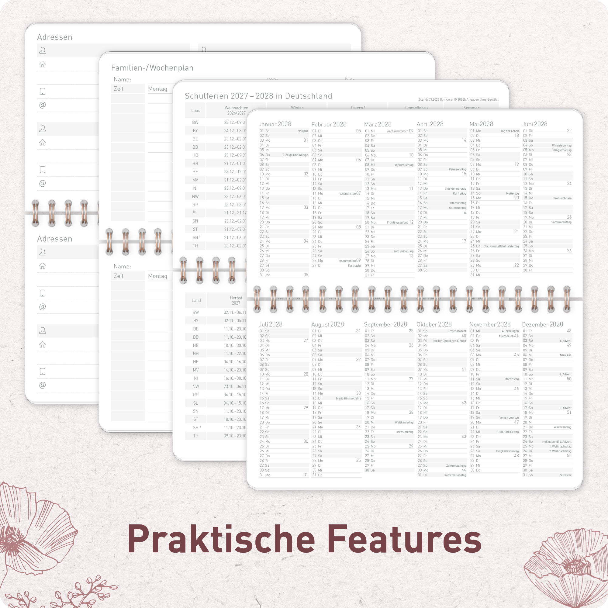 Artikelbild 5 des Artikels “Wochen-Tischkalender Pocket 2027 [Poppy rosé] “