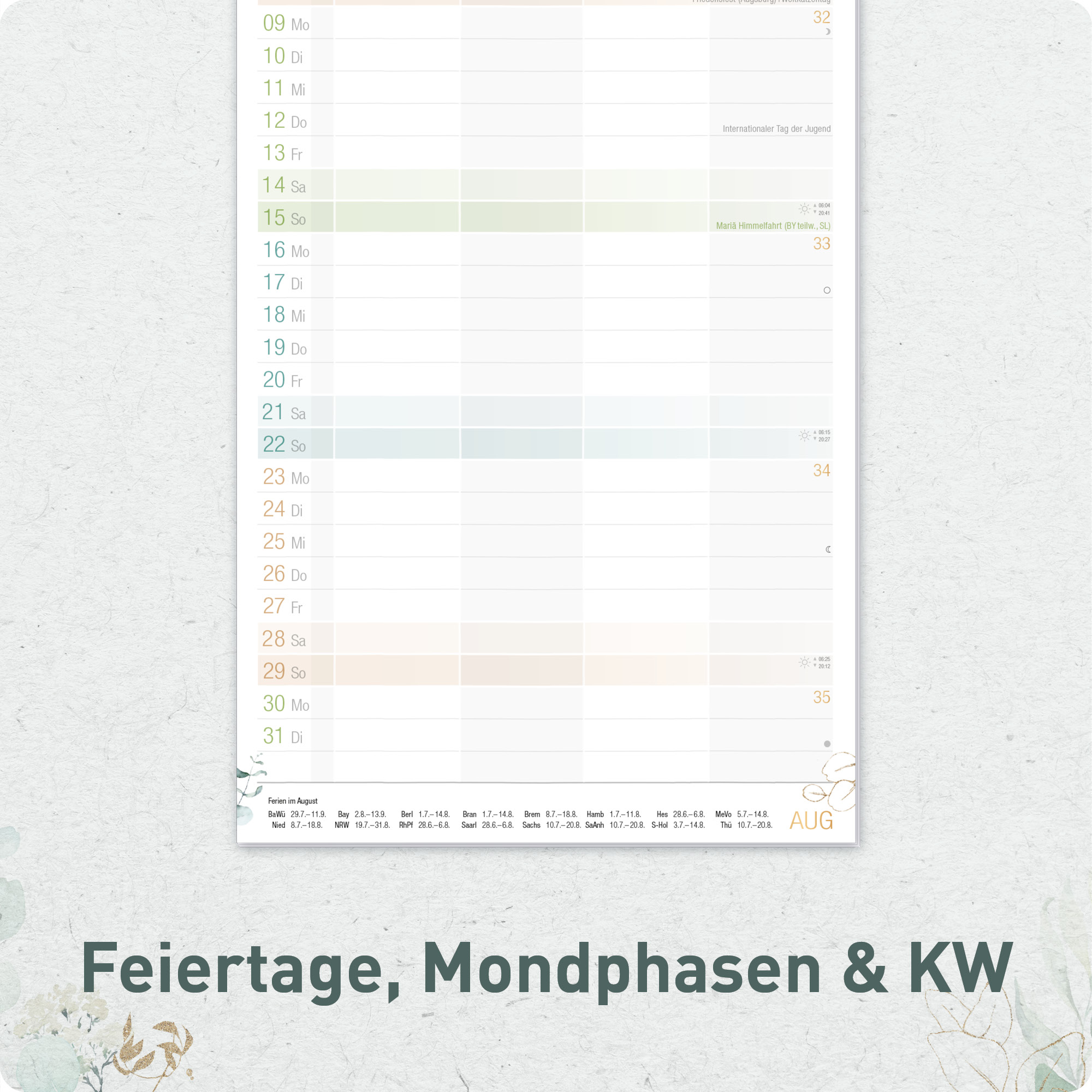 Artikelbild 5 des Artikels “Familienplaner kompakt 2027 Wandkalender mit 4 Spalten [Blattgold] “