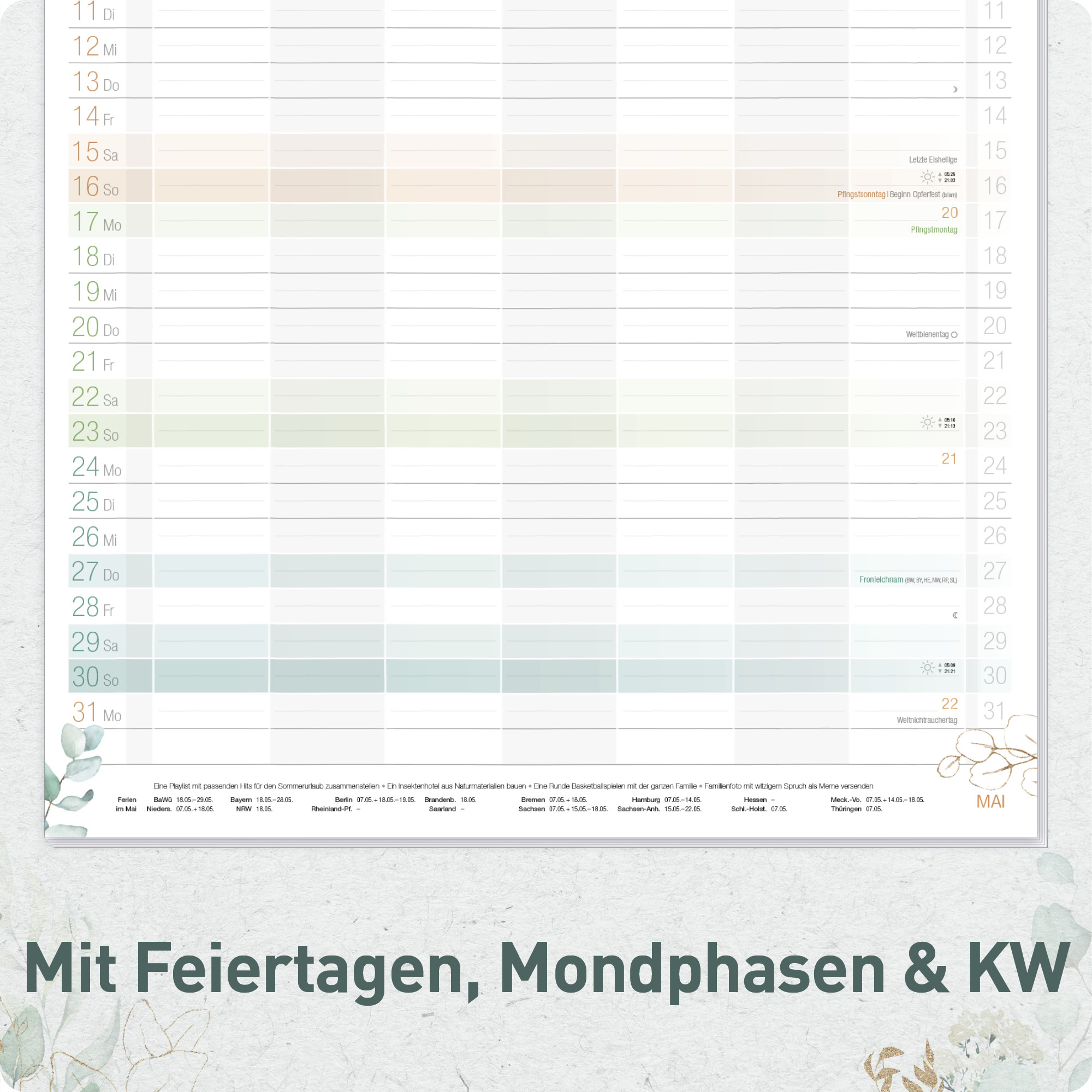 Artikelbild 5 des Artikels “Familienplaner XXL 2027 Wandkalender mit 7 Spalten [Blattgold] “