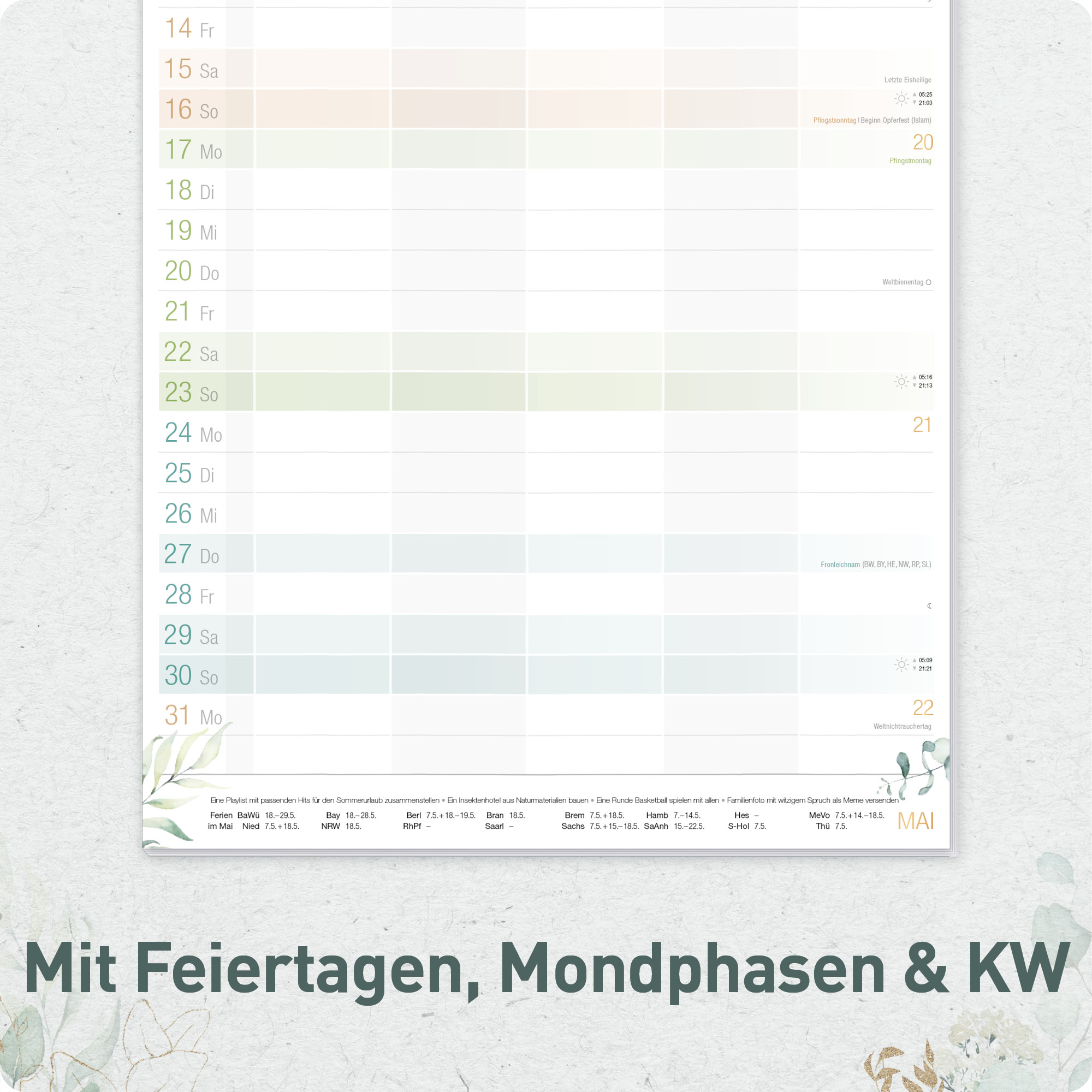 Artikelbild 5 des Artikels “Familienplaner 2027 Wandkalender mit 5 Spalten [Blattgold] “