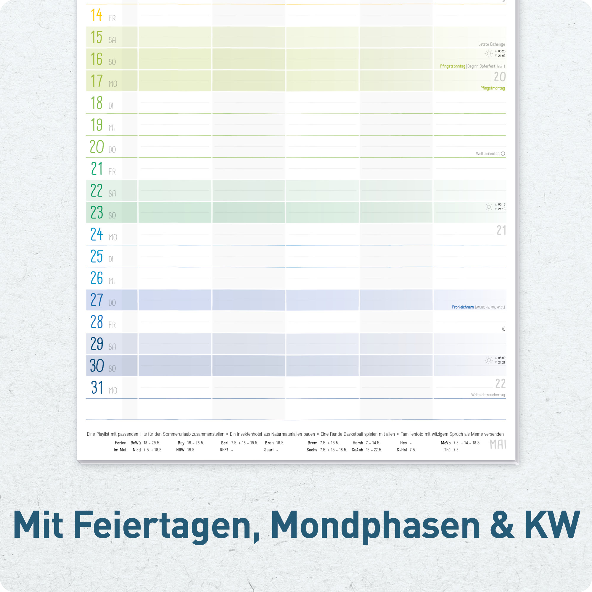 Artikelbild 5 des Artikels “Familienplaner 2027 Wandkalender mit 5 Spalten [Rainbow] “