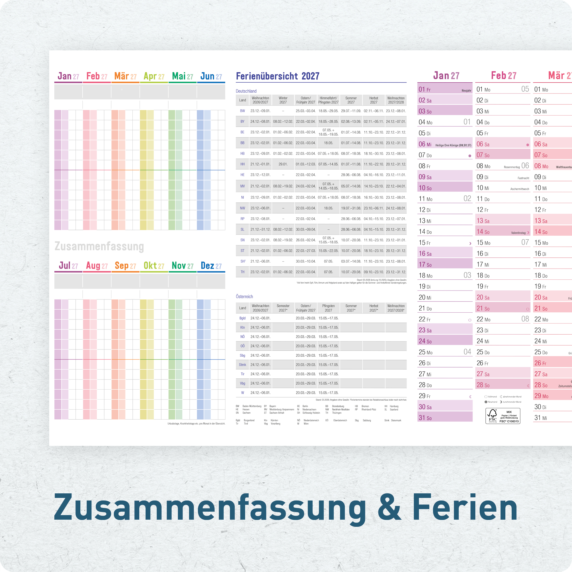 Artikelbild 5 des Artikels “Urlaubsplaner / Teamkalender 2027 A4 gefalzt [Rainbow] “
