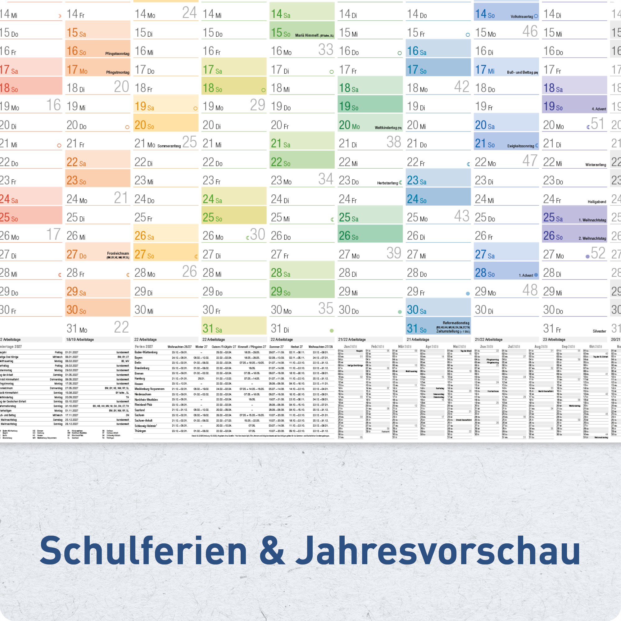 Artikelbild 5 des Artikels “Wandkalender 2027 A1+ gerollt abwischbar [Rainbow] “