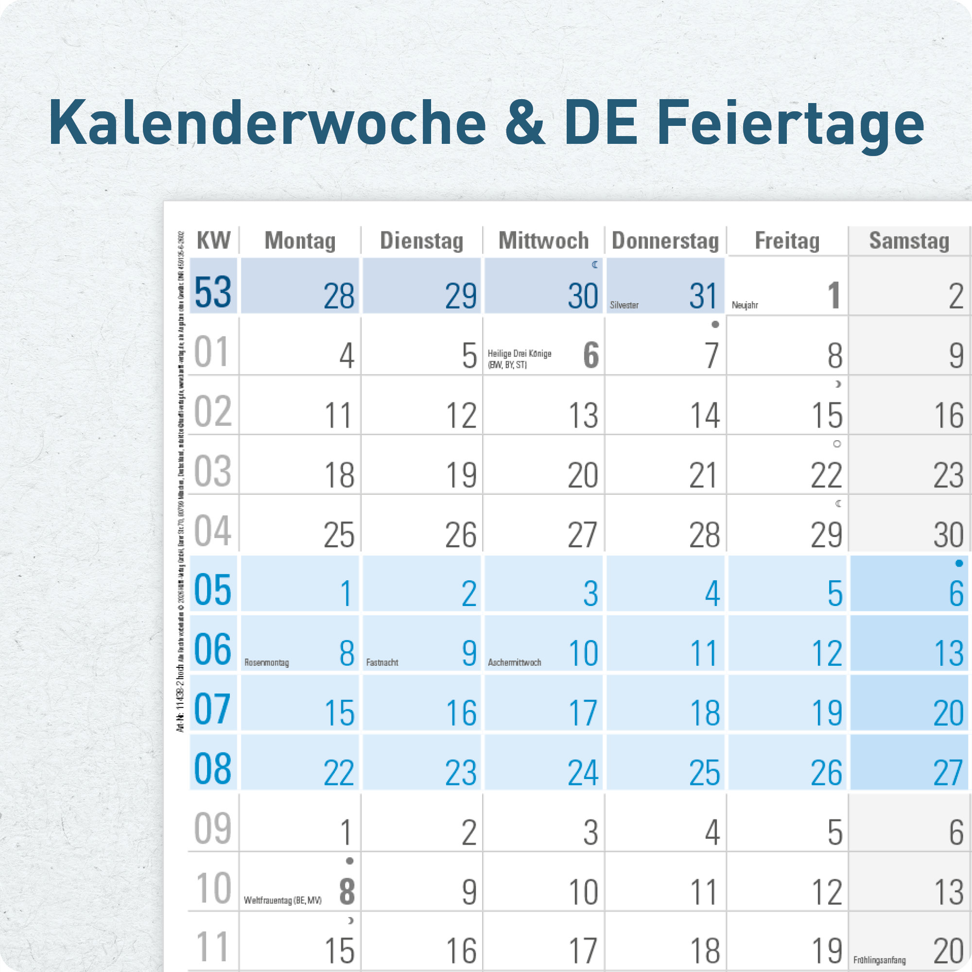Artikelbild 5 des Artikels “Wandkalender A1+ 2027 Hochformat [blau] “