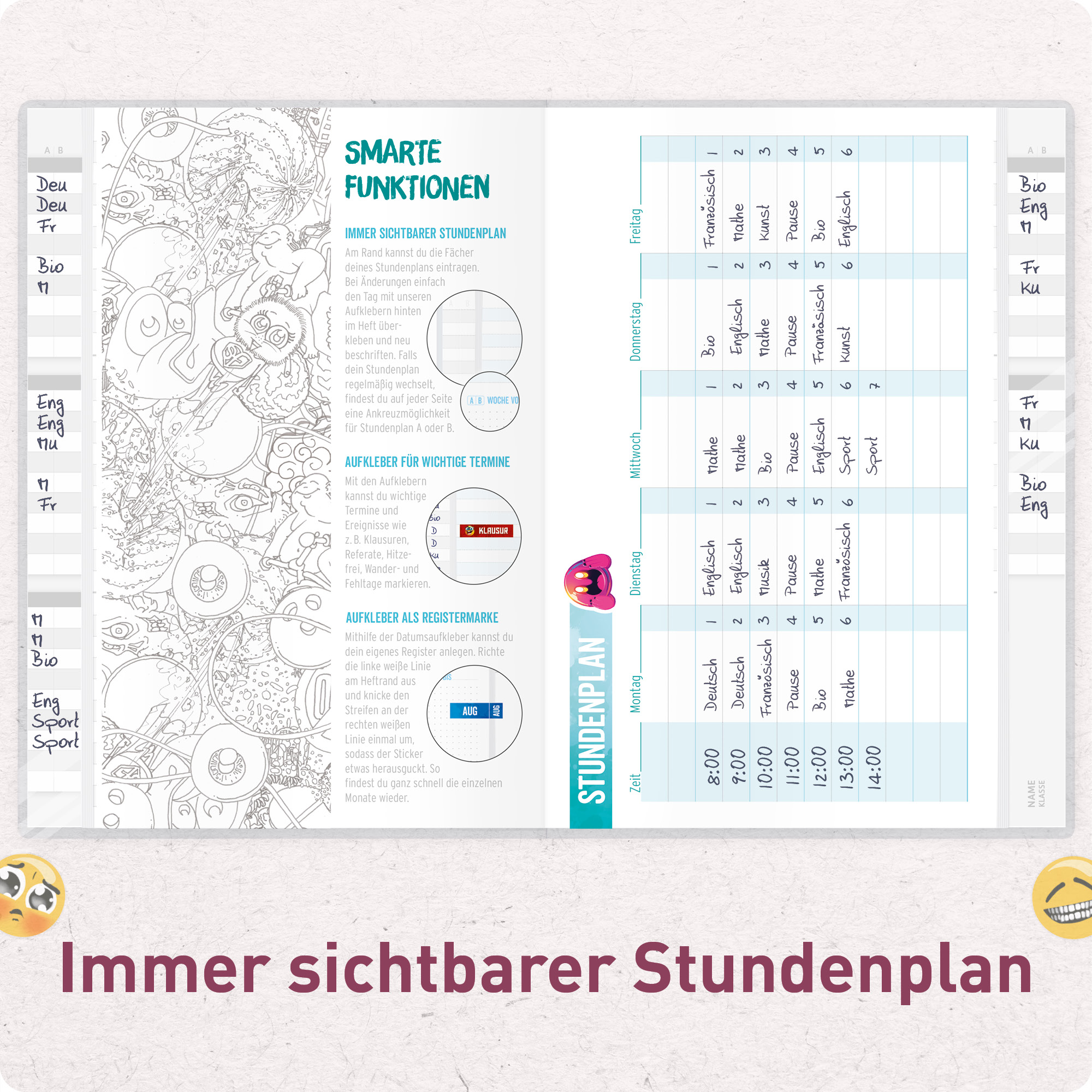 Artikelbild 5 des Artikels “Häfft Smart - Das Aufgabenheft mit Umschlag [Pink Flowers] “