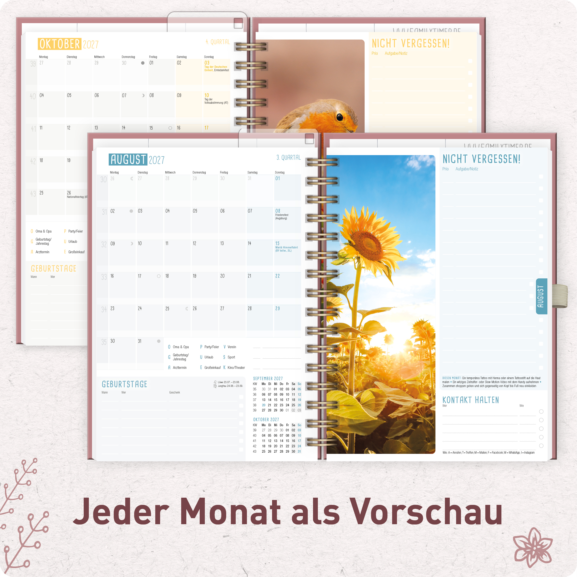 Artikelbild 5 des Artikels “Family-Timer Deluxe A5 2026 2027 [Fine Flowers rosé] “