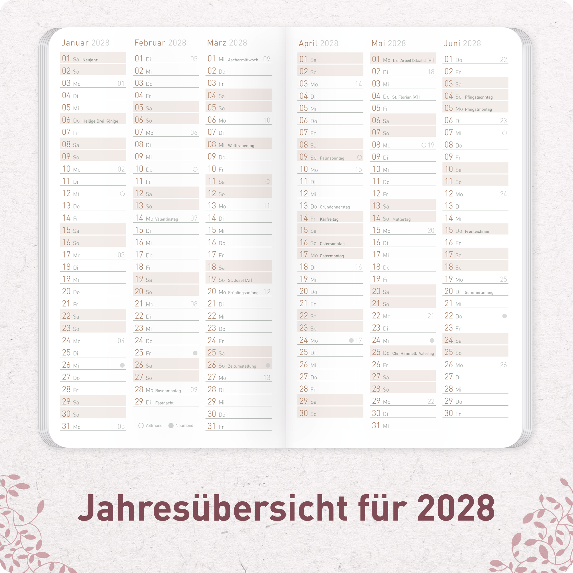 Artikelbild 5 des Artikels “Monatskalender 2026/2027 Square A6+ Taschenkalender 17 Monate [Red Leaves] “