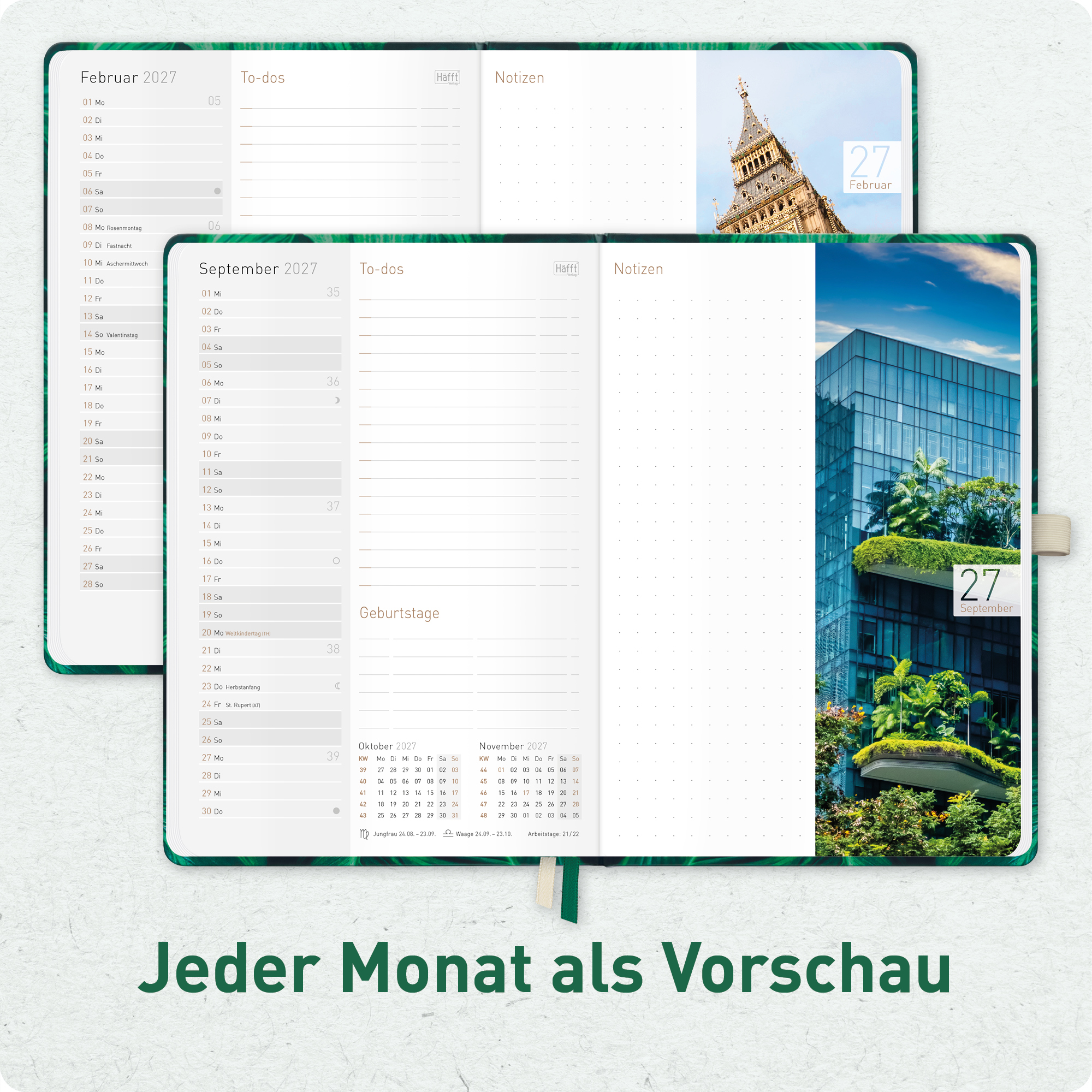 Artikelbild 5 des Artikels “Chäff-Timer Premium A5 2026/2027 [Green Leaves] “