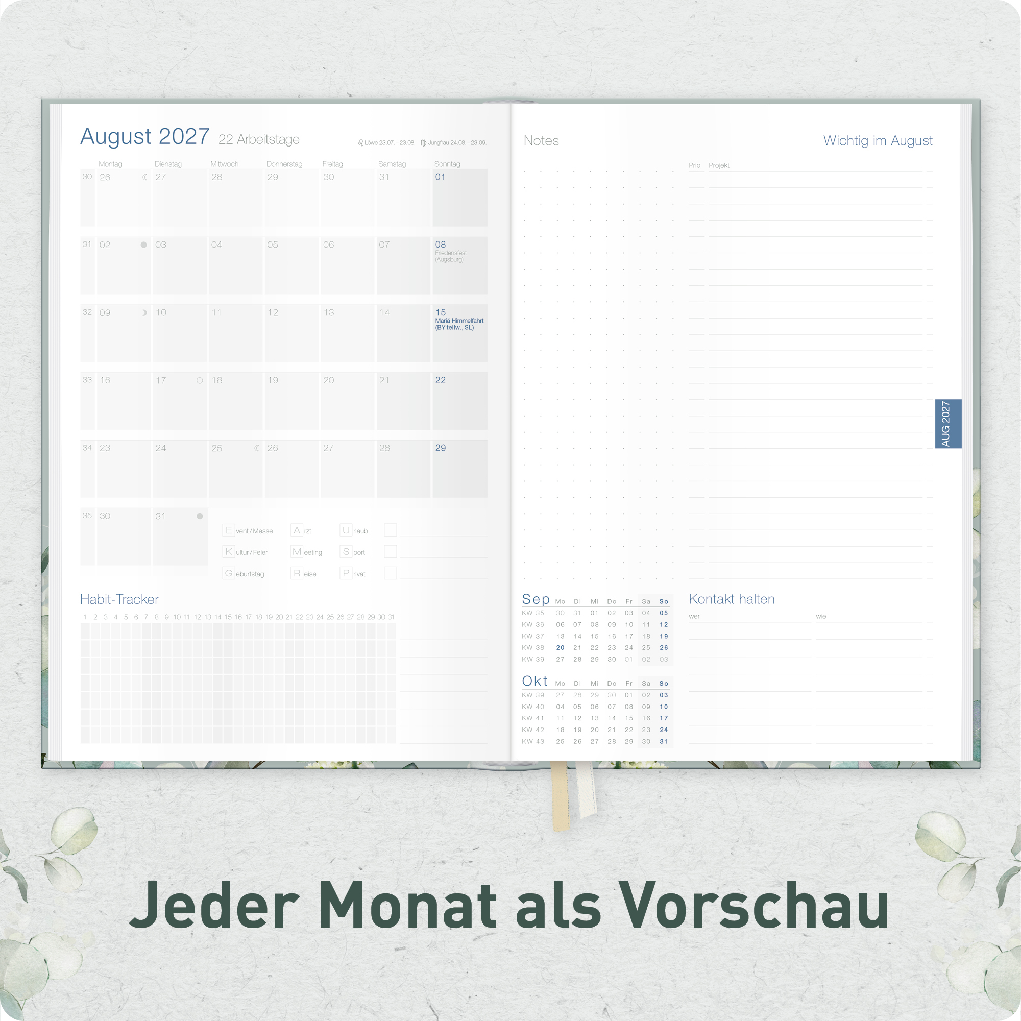 Artikelbild 5 des Artikels “Häfft® Business-Timer 2026 2027 A5 für 17 Monate: August 26 bis Dez. 27 - Buchkalender, Terminplaner, Wochenkalender, Terminkalender, Wochenplaner 