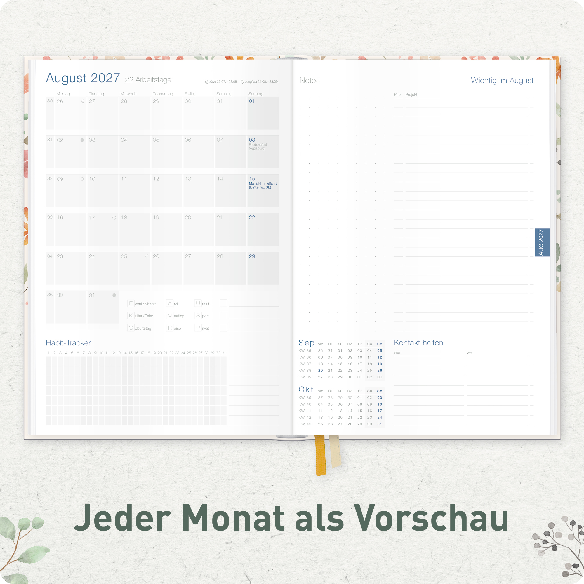 Artikelbild 5 des Artikels “Business-Timer A5 2026/2027 A5 [Wild Blossoms] “