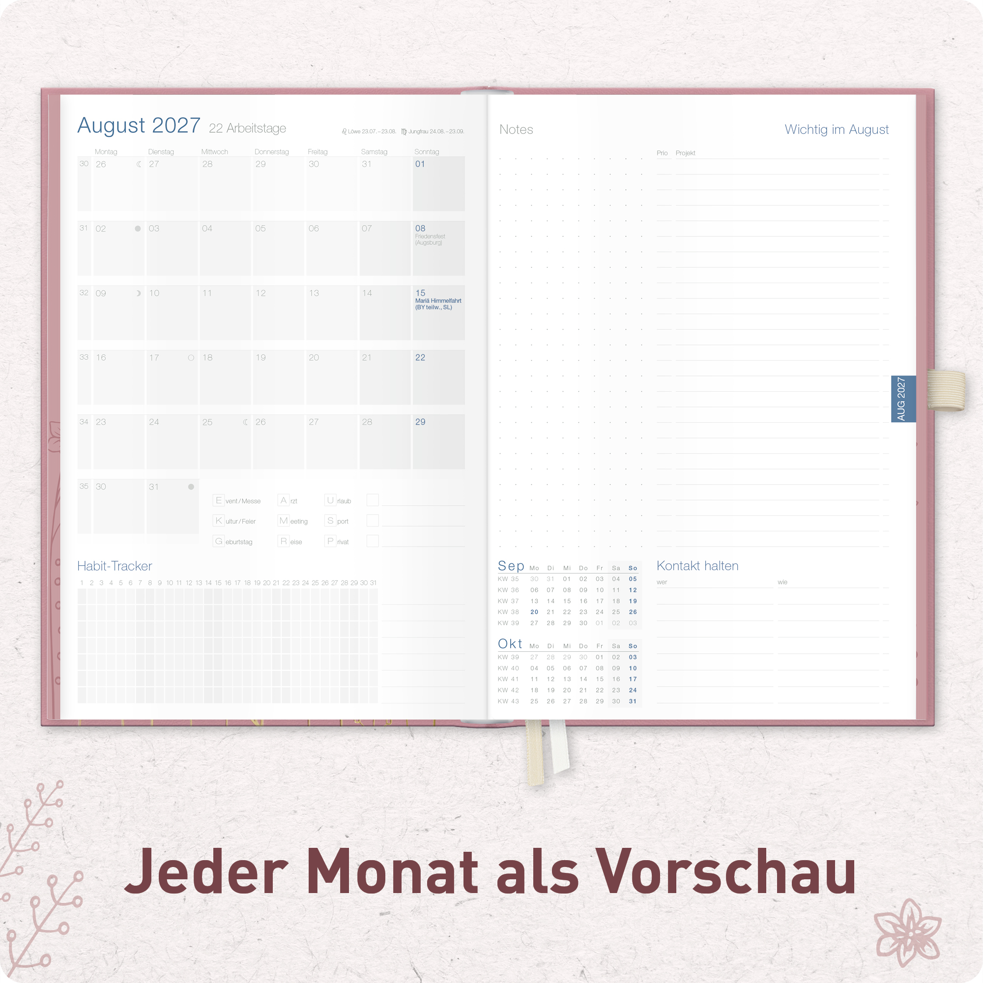 Artikelbild 5 des Artikels “Business-Timer Deluxe A5 2026/2027 [Fine Flowers rosé] “