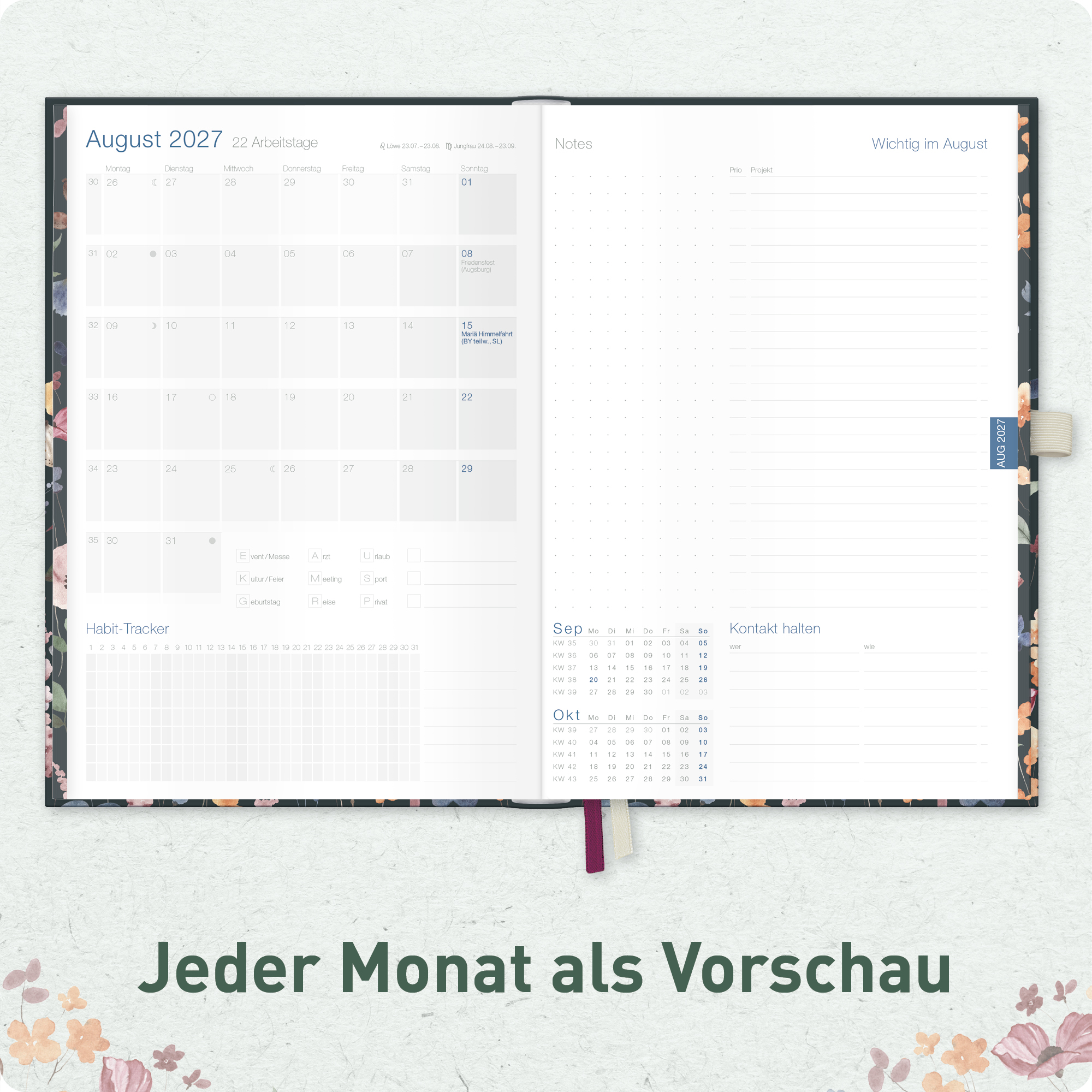 Artikelbild 5 des Artikels “Business-Timer Deluxe A5 2026/2027 A5 [Flower Inspiration] “