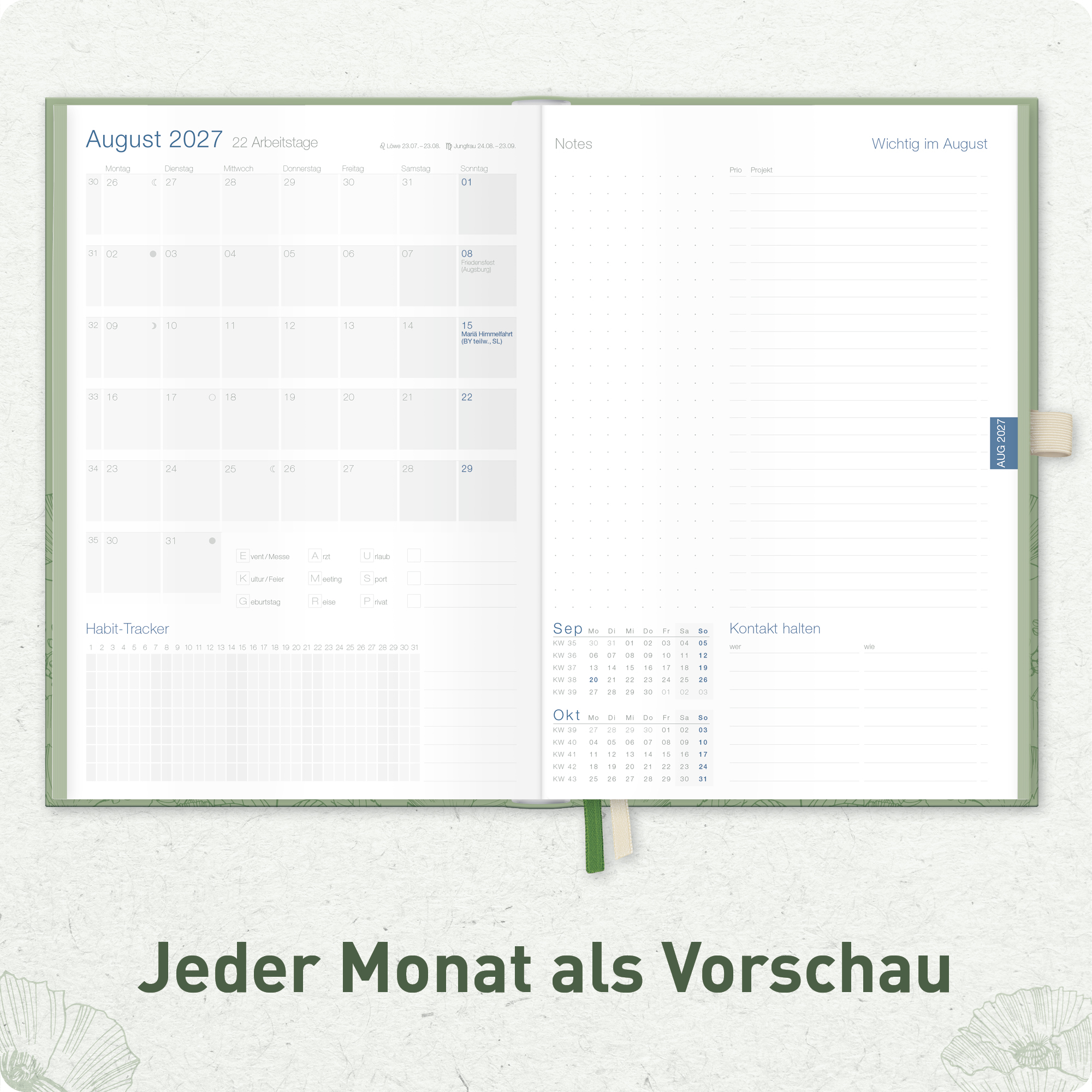 Artikelbild 5 des Artikels “Business-Timer Deluxe A5 2026/2027 [Green Poppy] “