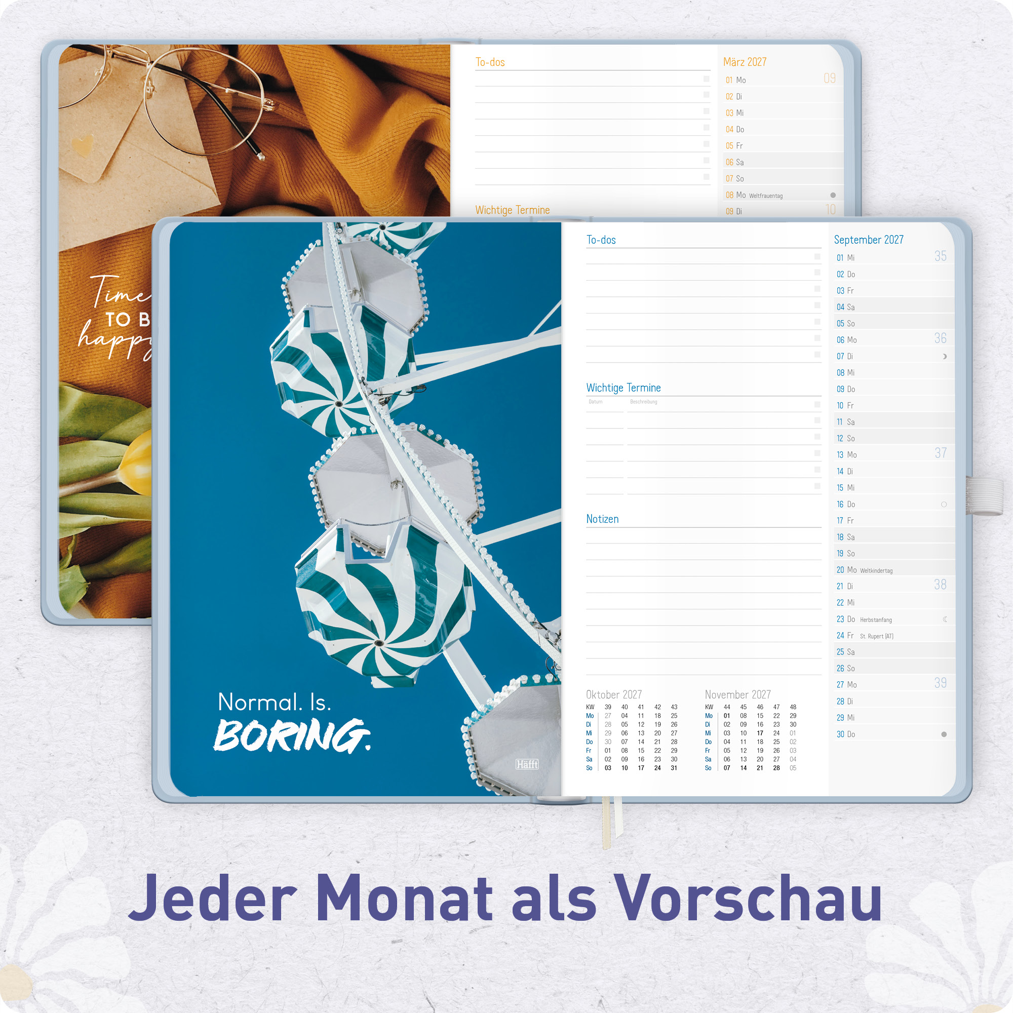 Artikelbild 5 des Artikels “Häfft-Timer Deluxe A5 2026/2027 [Flower Power Blue] “