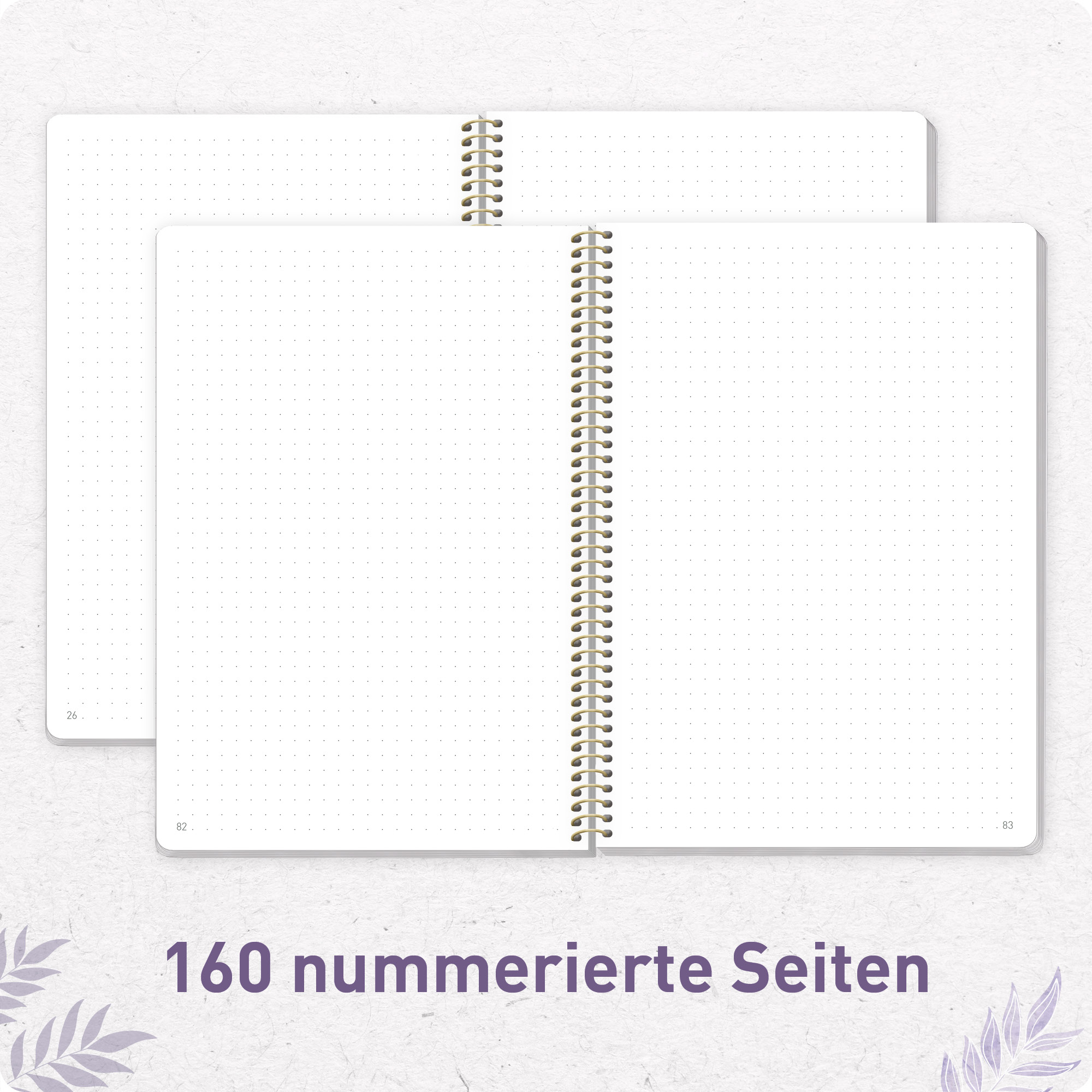 Artikelbild 5 des Artikels “College-Journal dotted A5 mit Spiralbindung [Purple Leaves] “