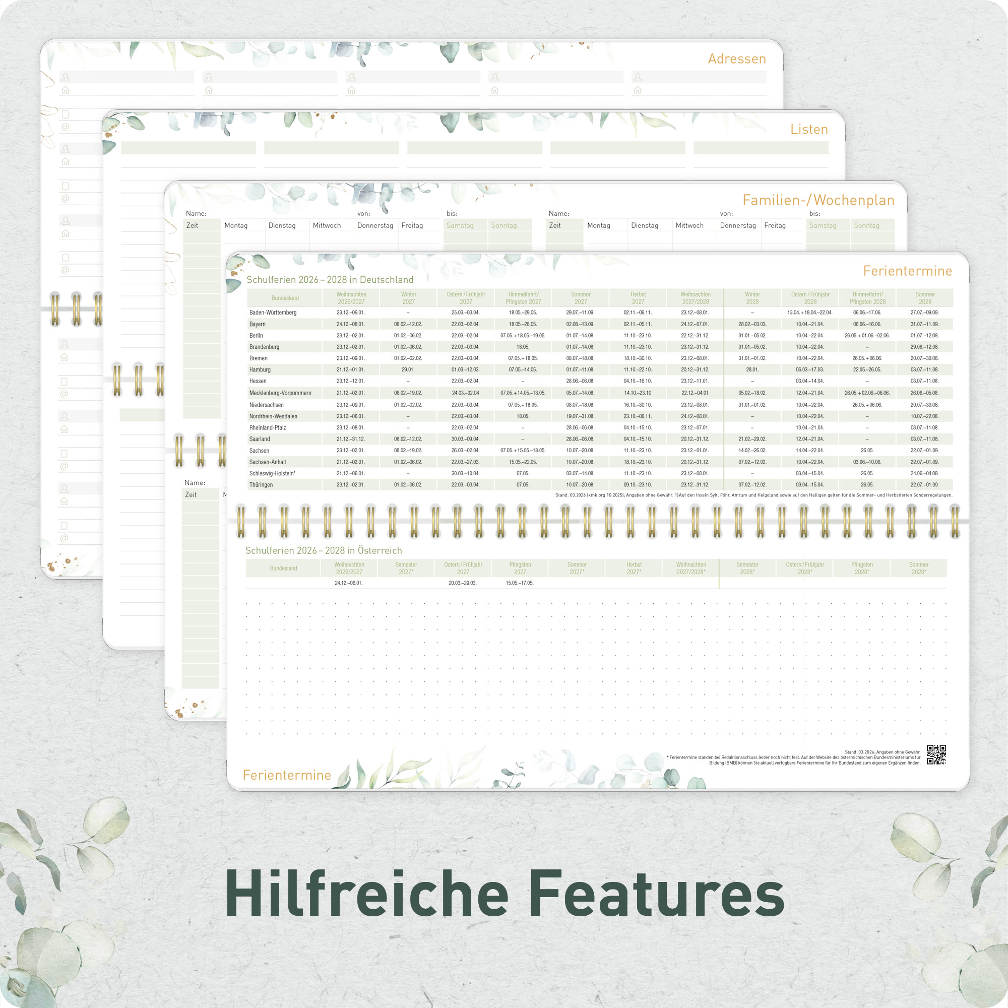 Artikelbild 5 des Artikels “Wochen-Tischkalender 2027 mit Aufsteller [Minty Leaves] “