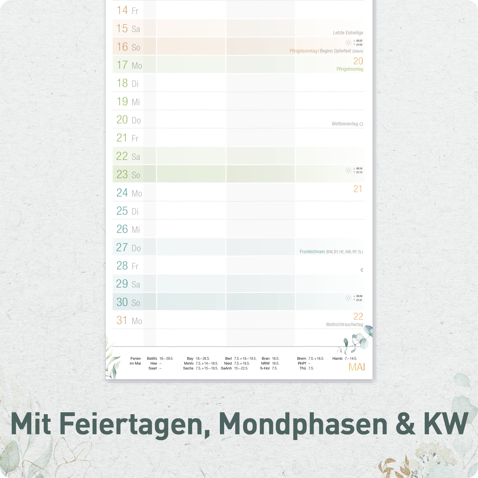 Artikelbild 5 des Artikels “Planer für Zwei 2027 Wandkalender mit 3 Spalten [Blattgold] “