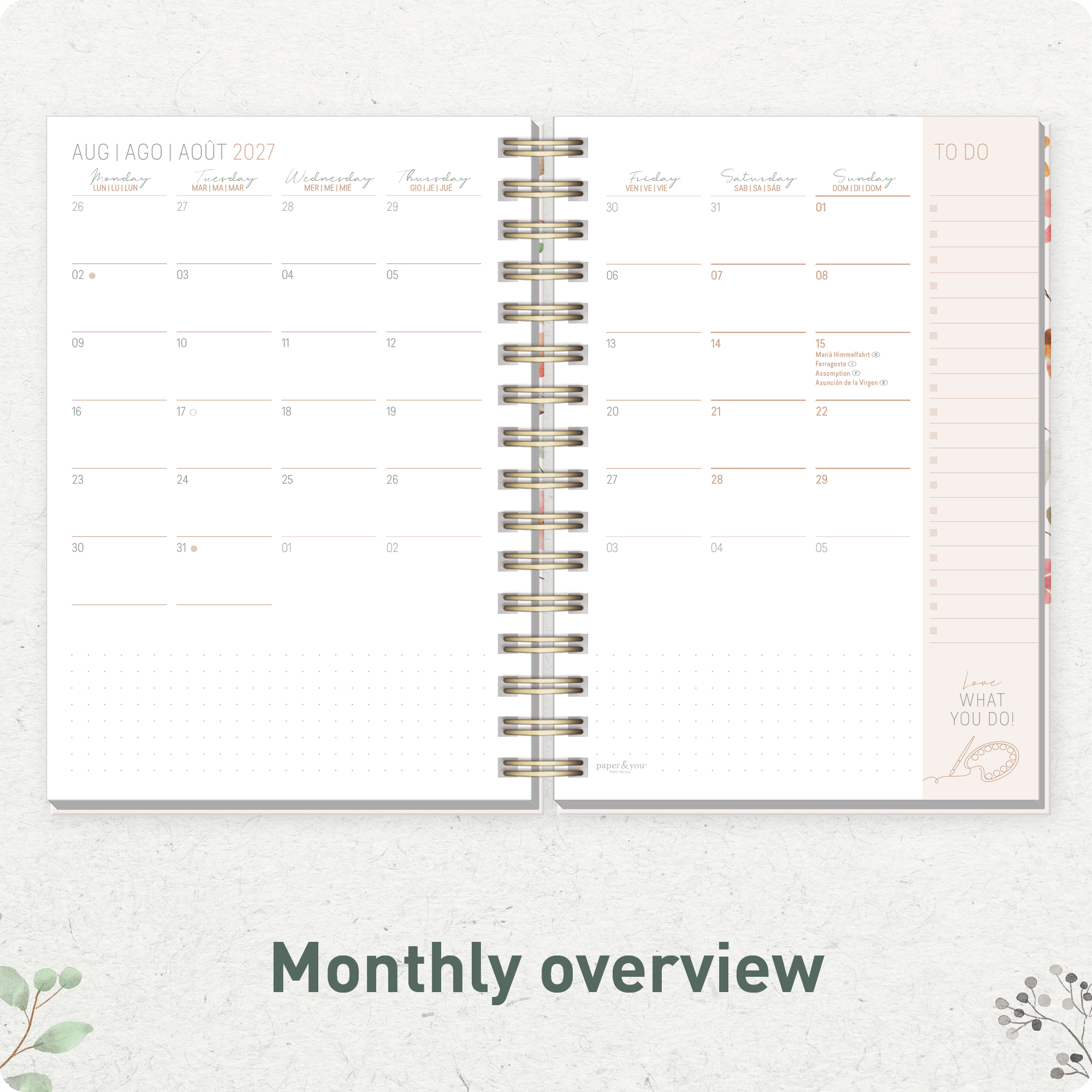 Artikelbild 5 des Artikels “Lieblings-Timer A5 2026/2027 A5 auf Englisch (+ IT/FR/ES) [Wild Blossoms] “