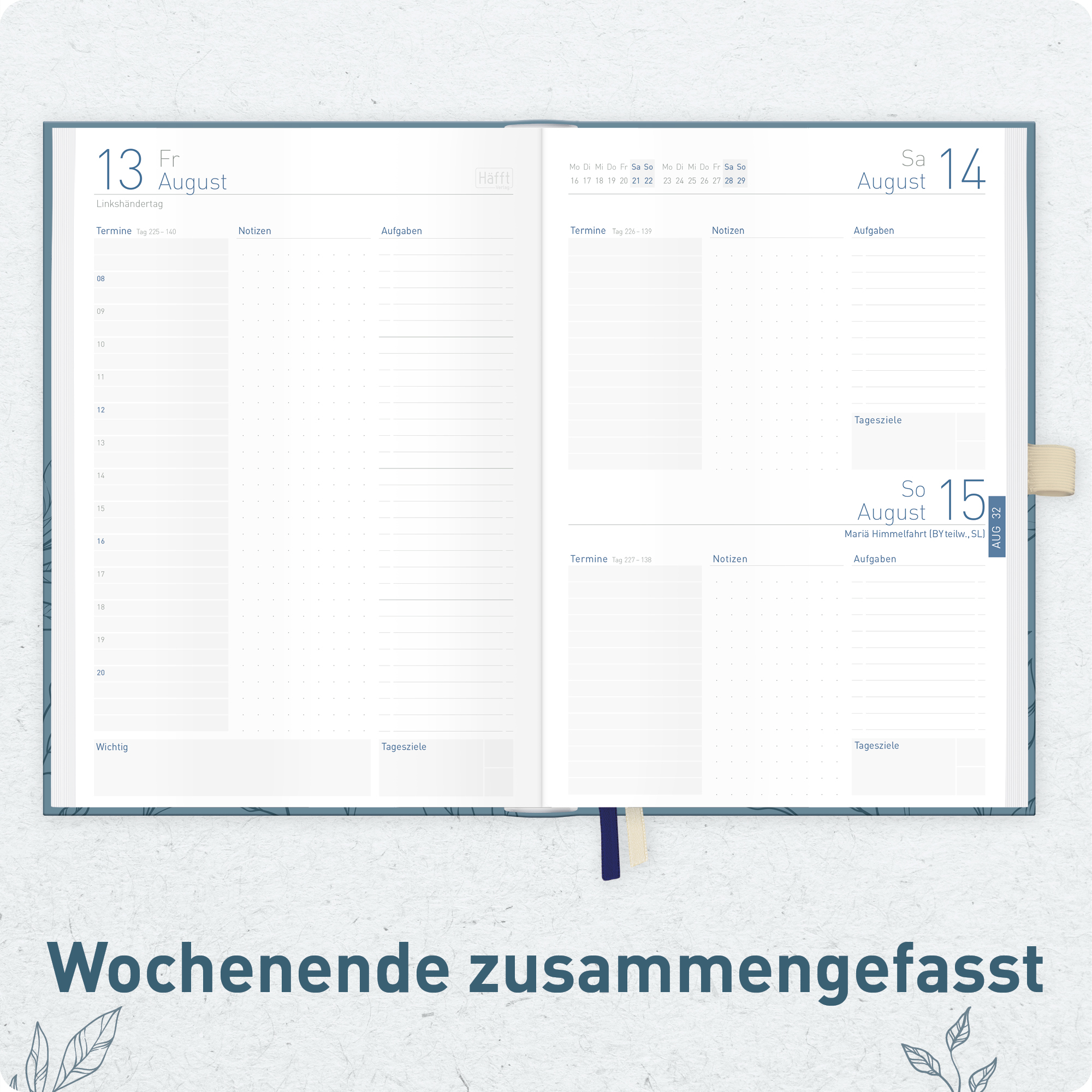Artikelbild 5 des Artikels “Organizer Day by Day A5 2027 [Blue Leaves] “