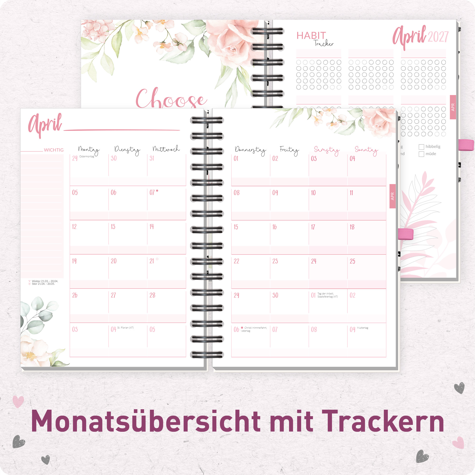 Artikelbild 5 des Artikels “Häfft-Timer Fancy Deluxe A5 2026/2027 [Pink Hearts] “