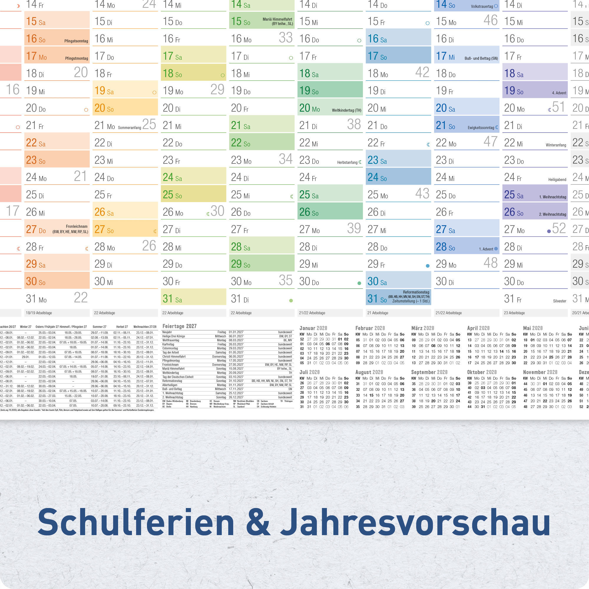 Artikelbild 5 des Artikels “Wandkalender 2027 A2 gerollt abwischbar [Rainbow] “