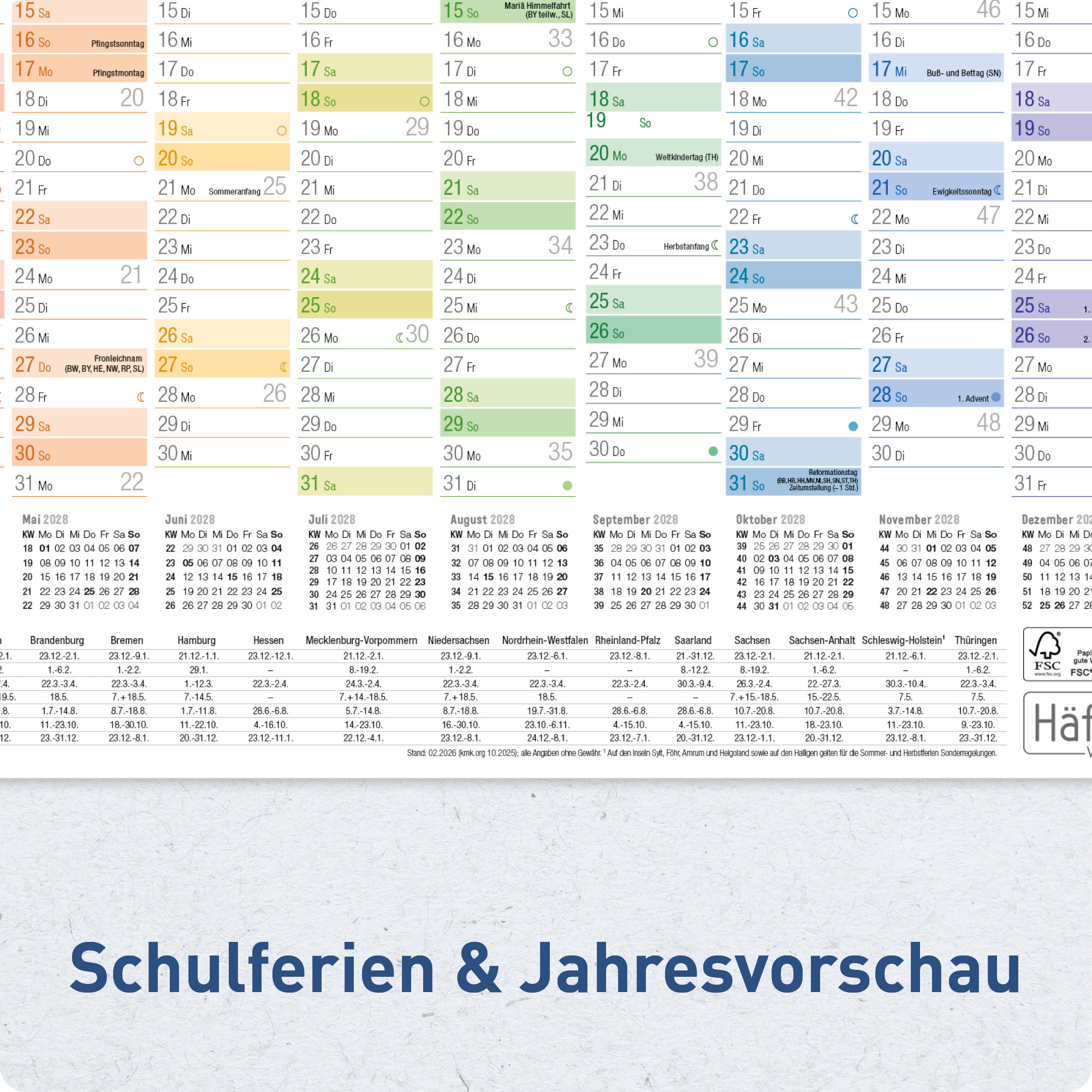 Artikelbild 5 des Artikels “Wandkalender 2027 A3 abwischbar gerollt quer [Rainbow] “