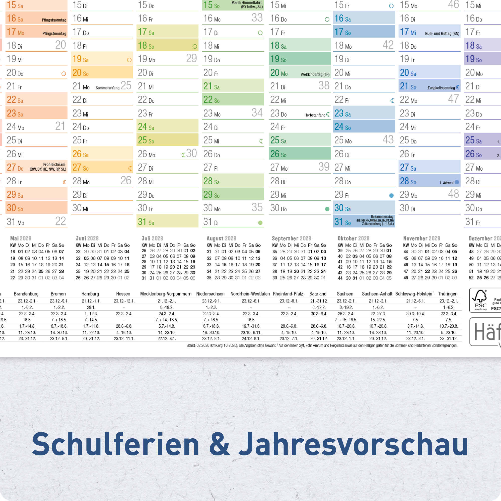 Artikelbild 5 des Artikels “Wandkalender 2027 A3 abwischbar gerollt quer [Rainbow] “