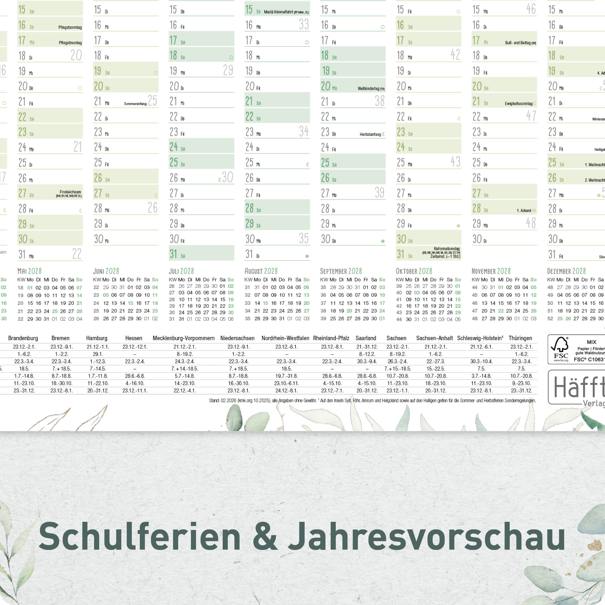 Artikelbild 5 des Artikels “Wandkalender 2027 A3 quer [Blattgold] “