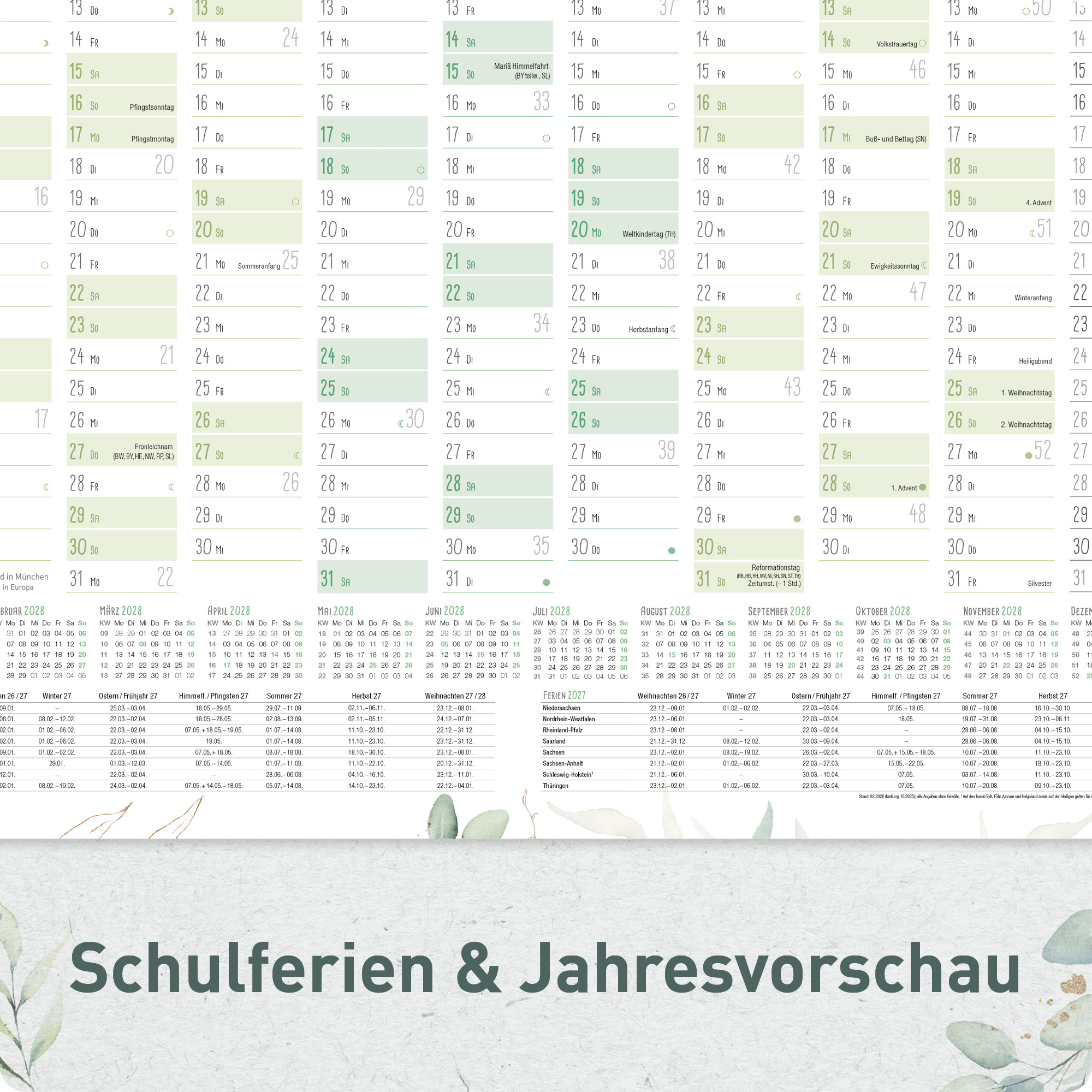 Artikelbild 5 des Artikels “Wandkalender 2027 A2 gefalzt quer [Blattgold] “
