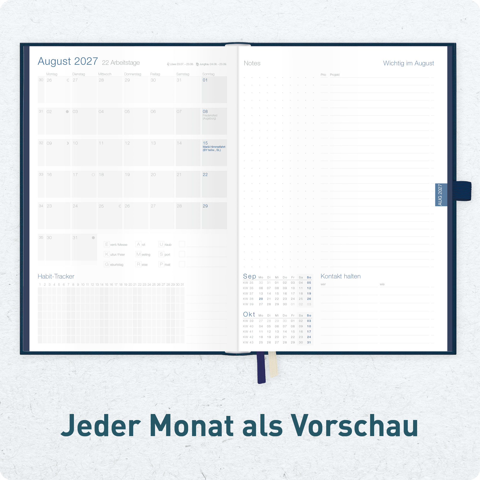 Artikelbild 5 des Artikels “Business-Timer Deluxe A5 2027 [Nachtblau] “