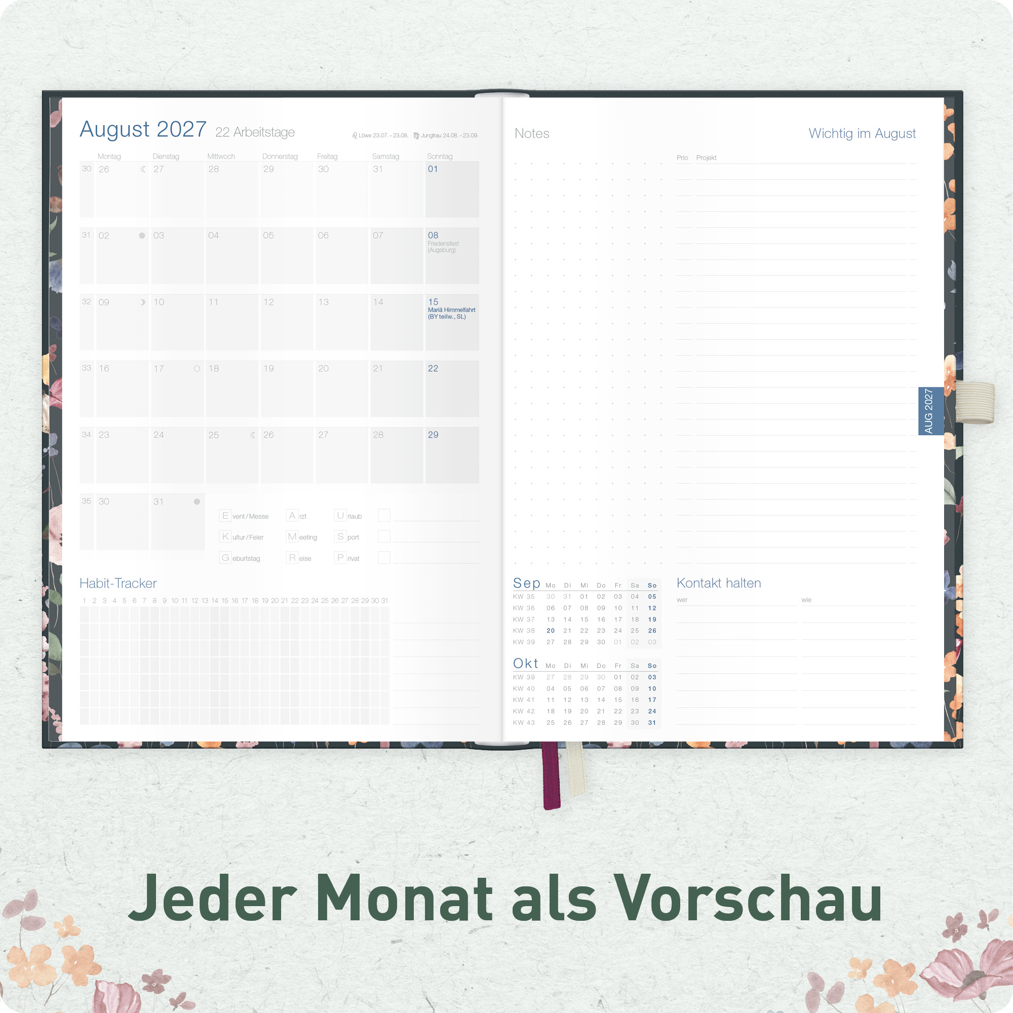 Artikelbild 5 des Artikels “Business-Timer Deluxe A5 2027 [Flower Inspiration] “