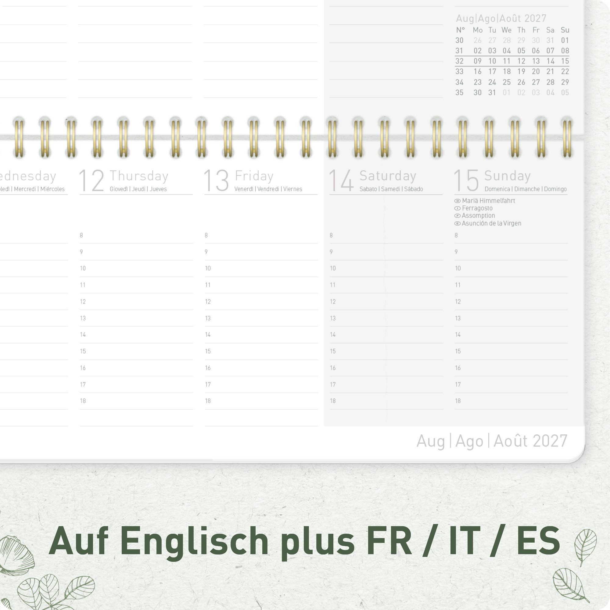 Artikelbild 5 des Artikels “Internationaler Wochen-Tischkalender quer 2027 [Green Poppy] “
