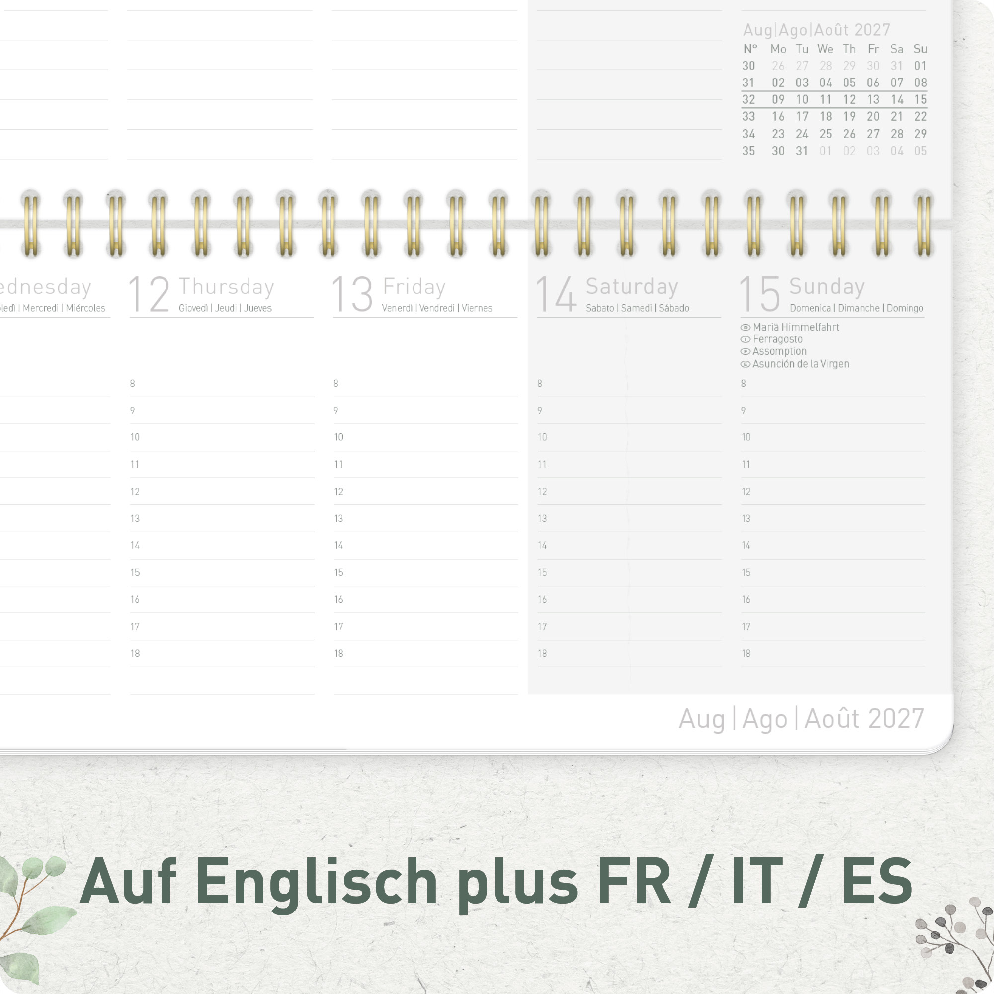 Artikelbild 5 des Artikels “Internationaler Wochen-Tischkalender quer 2027 [Wild Blossoms] “