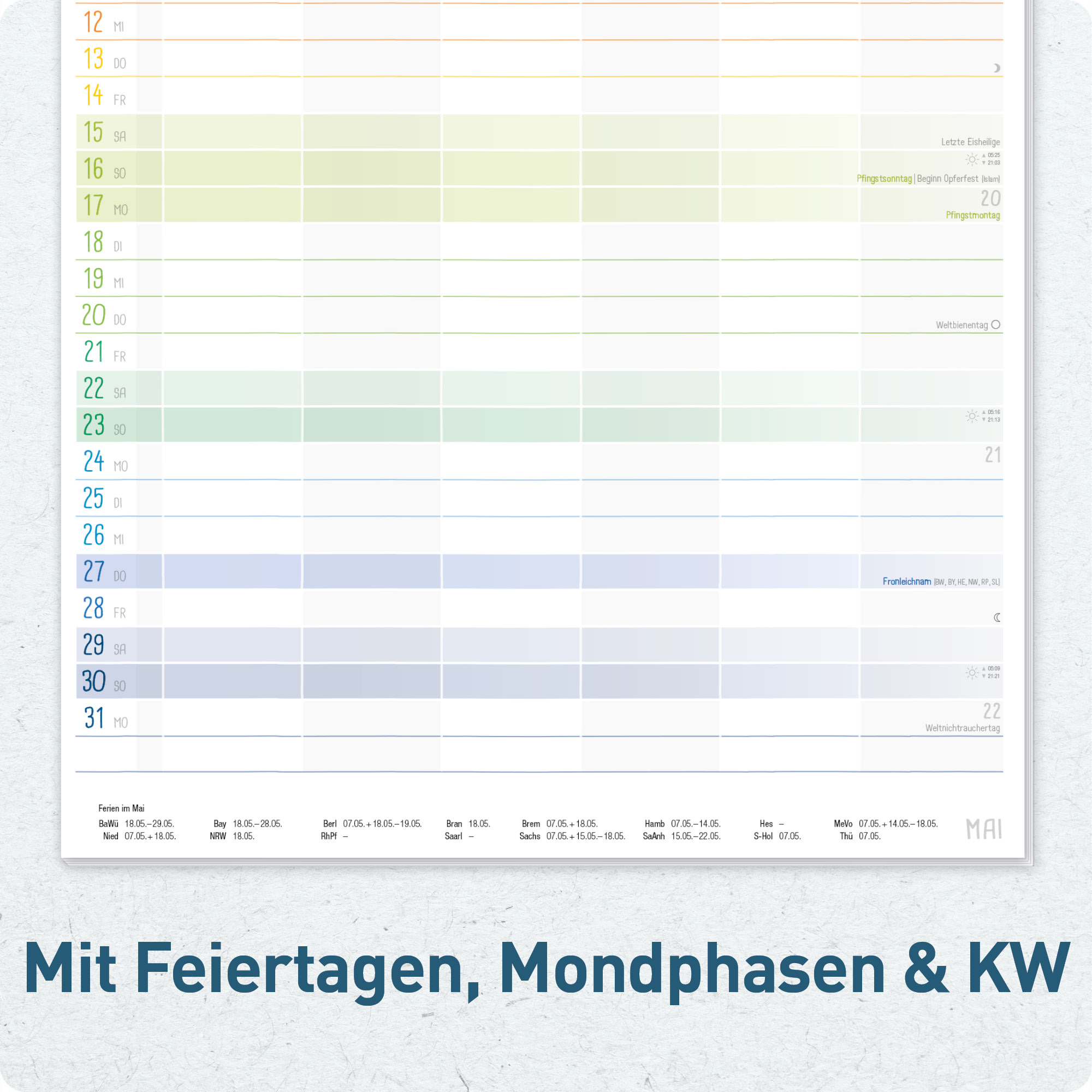 Artikelbild 5 des Artikels “Familienplaner kompakt 2027 Wandkalender mit 6 Spalten [Rainbow] “