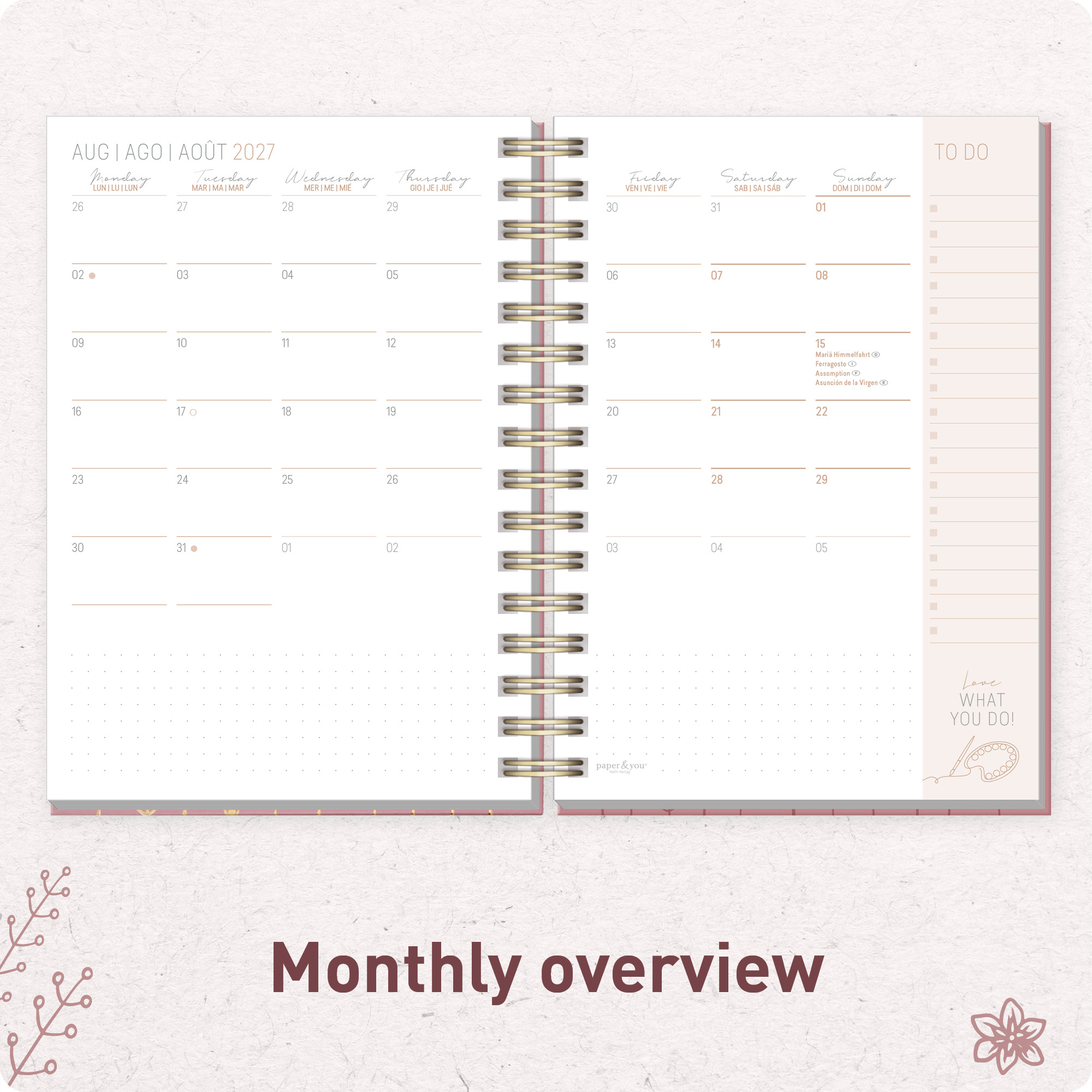 Artikelbild 5 des Artikels “Lieblings-Timer A5 2027 Englisch (+ IT/FR/ES) [Fine Flowers] “