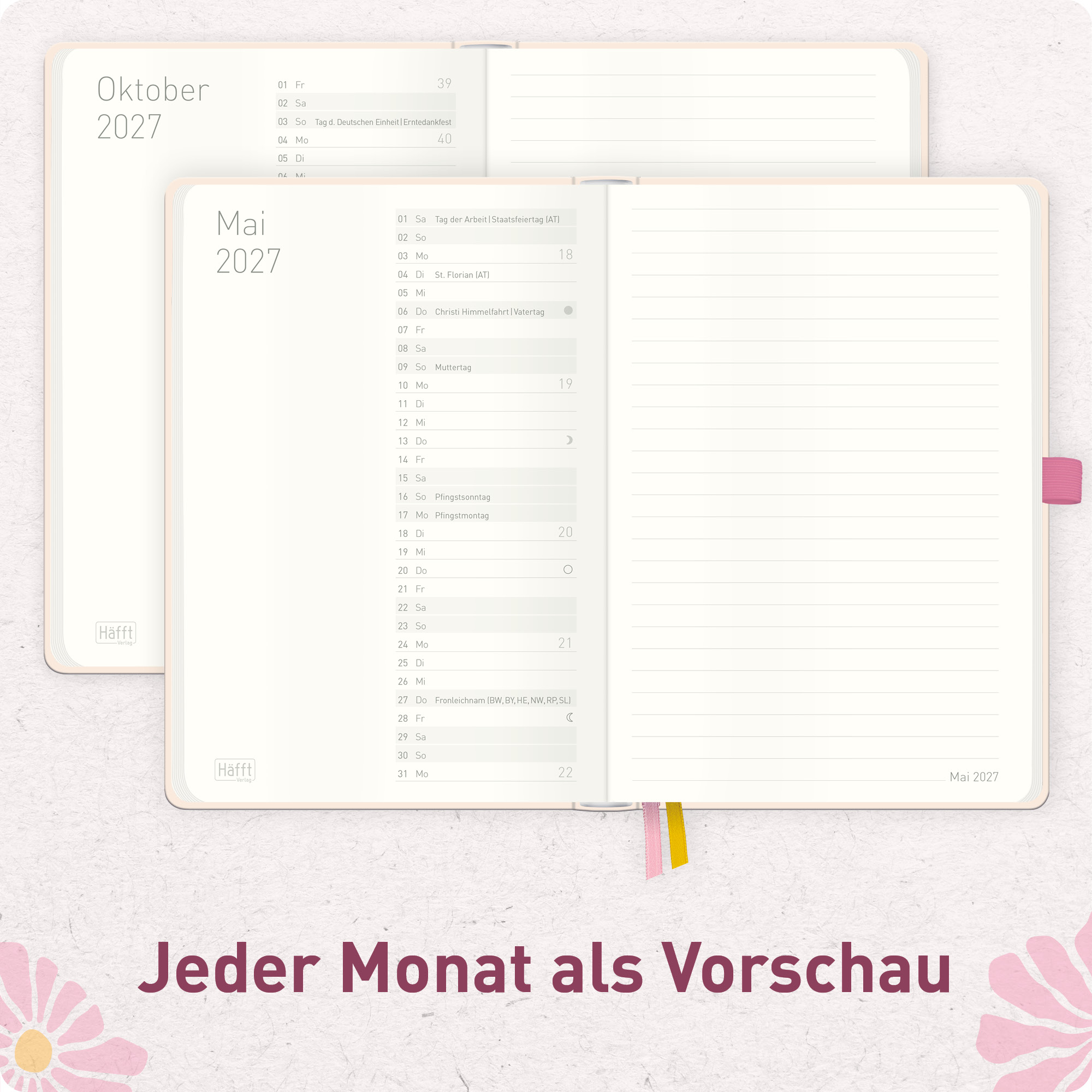 Artikelbild 5 des Artikels “Wochen-Notiz-Kalender A6 2027 [Pink Flowers] “