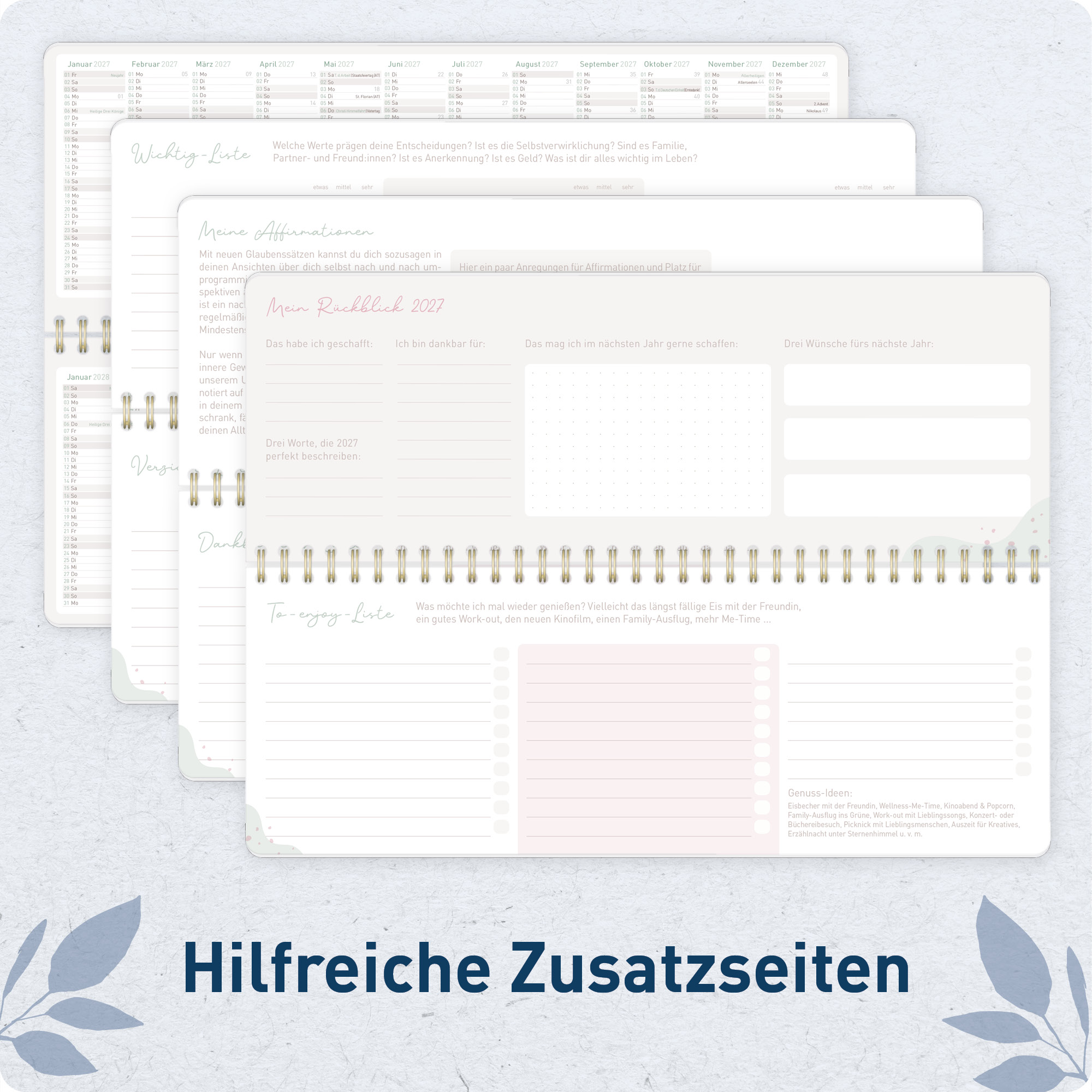 Artikelbild 5 des Artikels “Wochen-Tischkalender 2027 quer Achtsamkeitskalender [Dream Leaves] “