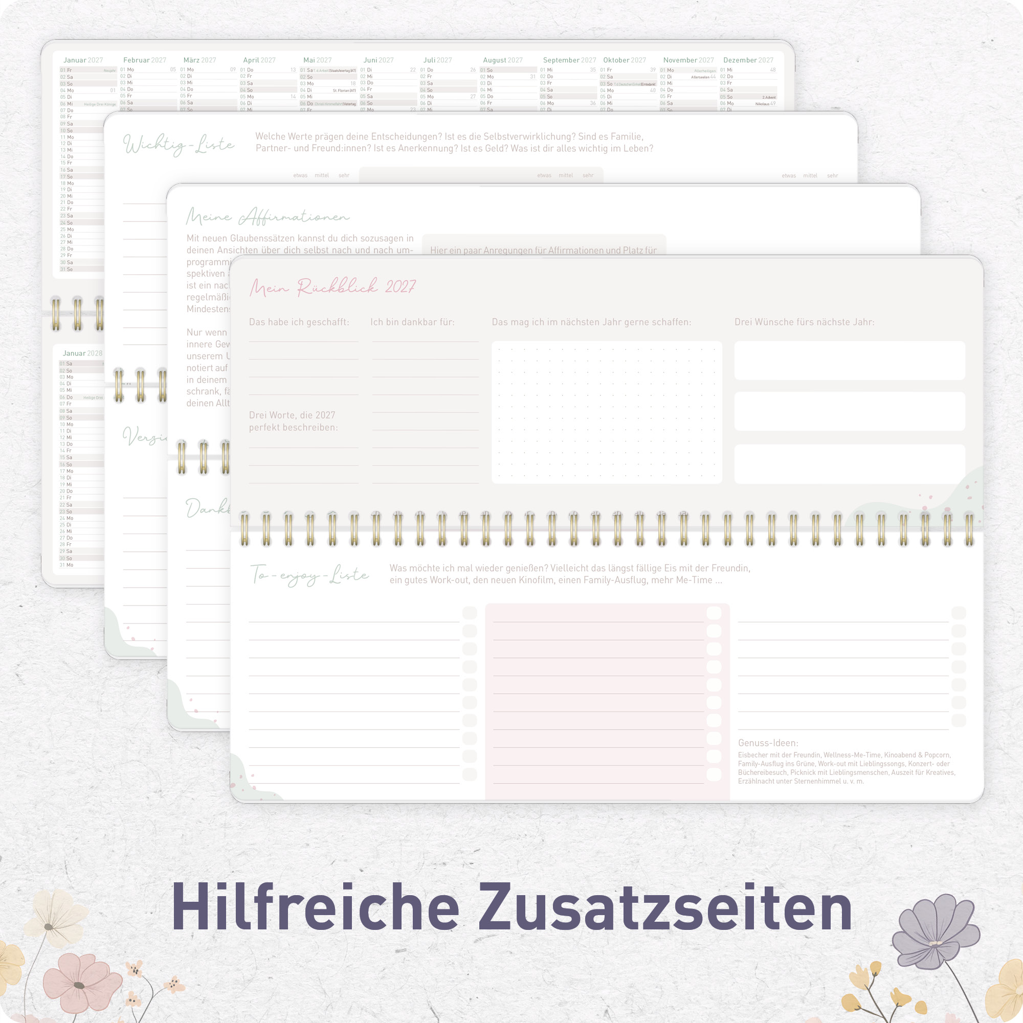 Artikelbild 5 des Artikels “Wochen-Tischkalender 2027 quer Achtsamkeitskalender [Flower Joy] “